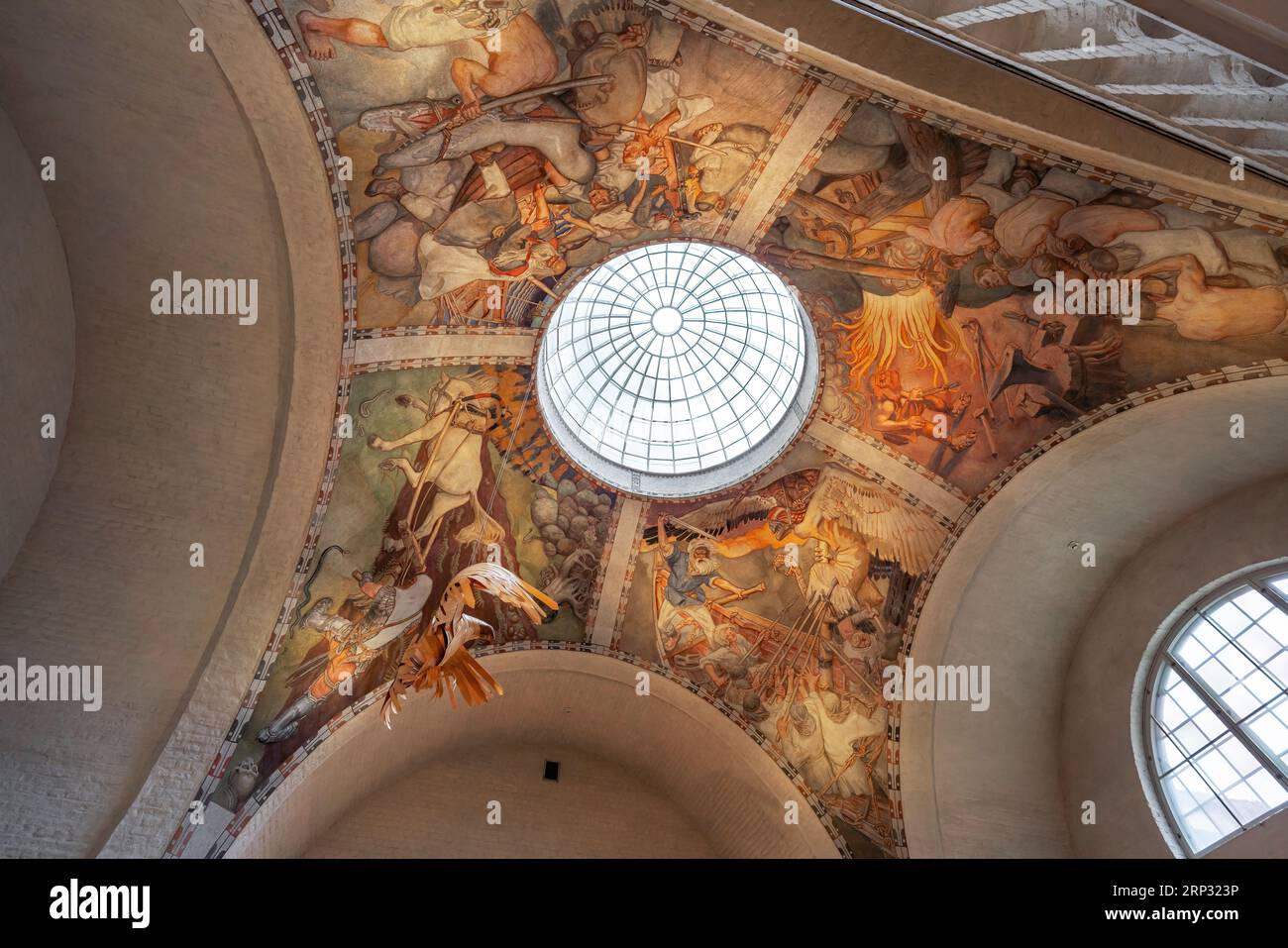 Frescoes in the Ceiling Depicting Scenes of Kalevala Epic Poem at National Museum of Finland - Helsinki, Finland Stock Photo
