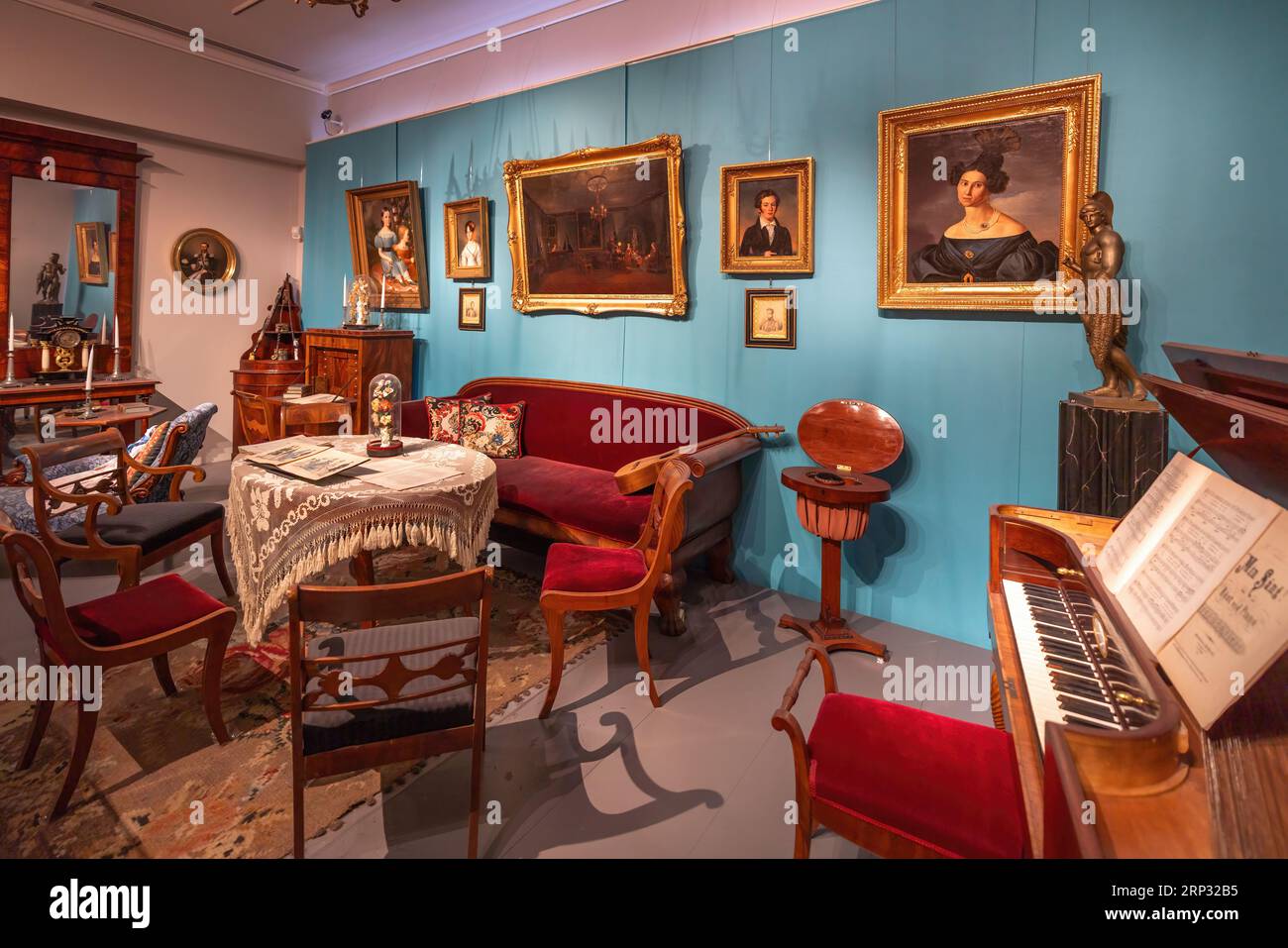 Romanticism Living Room in Biedermeier Style at National Museum of Finland - Helsinki, Finland Stock Photo