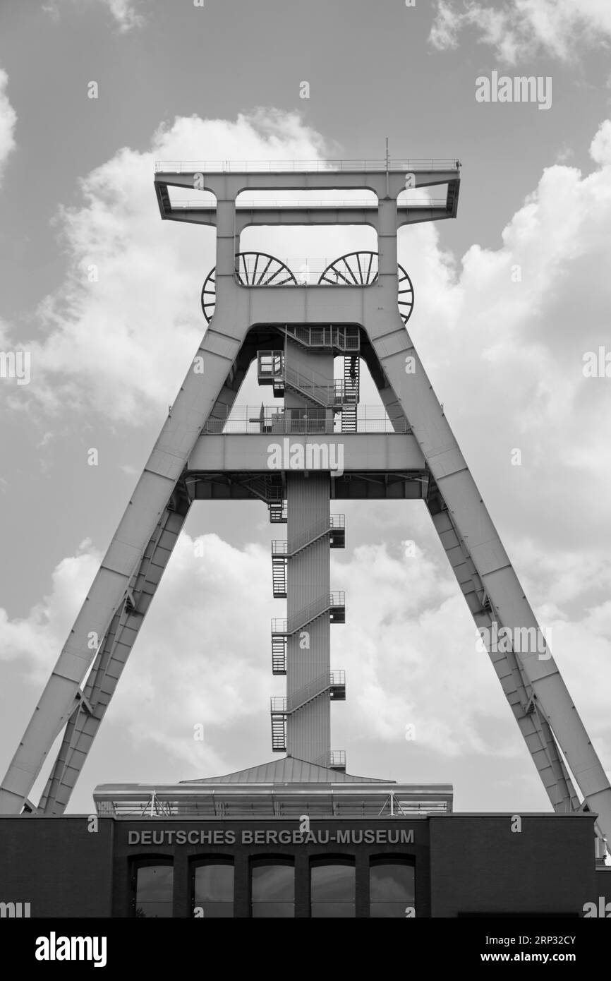 Winding tower, German Mining Museum, Bochum, Ruhr area, North Rhine-Westphalia, Germany Stock Photo