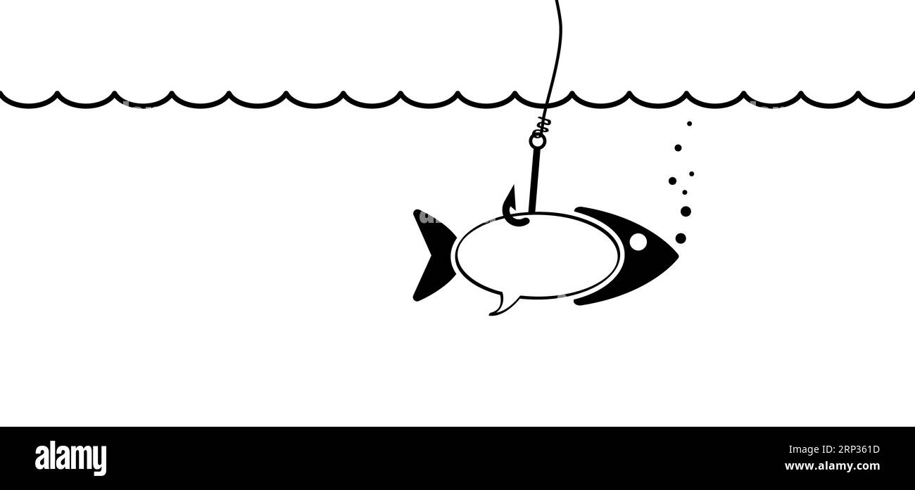 Fishhook or fish hook. Fish line pattern. Vector sea, ocean or