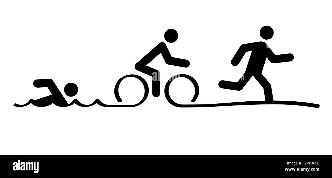 Triathlon line pattern. Triatlon route. Sports for swimming, cycling