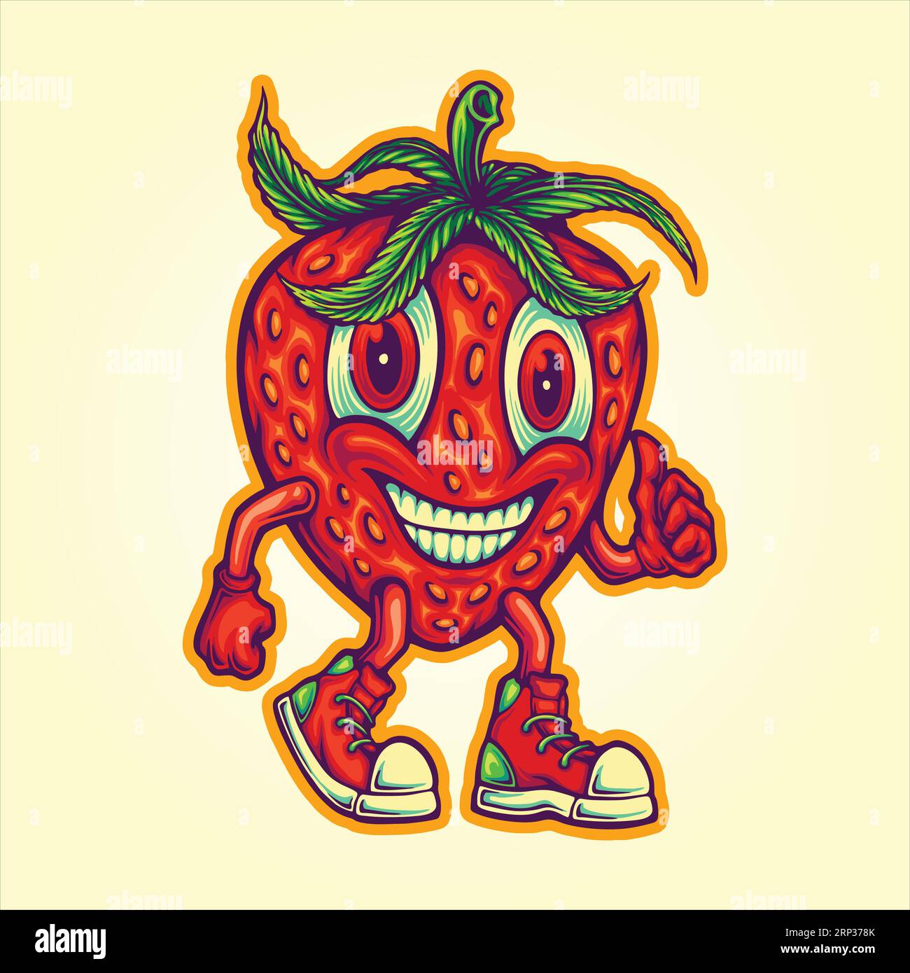 Strawberry kush chill cannabis strain vector illustrations for your ...