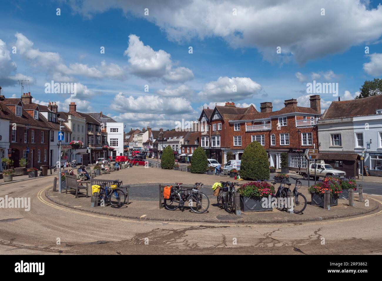 General view of Abbey Green and the high street in Battle (site of the 1066 Battle of Hastings), East Sussex, UK. Stock Photo