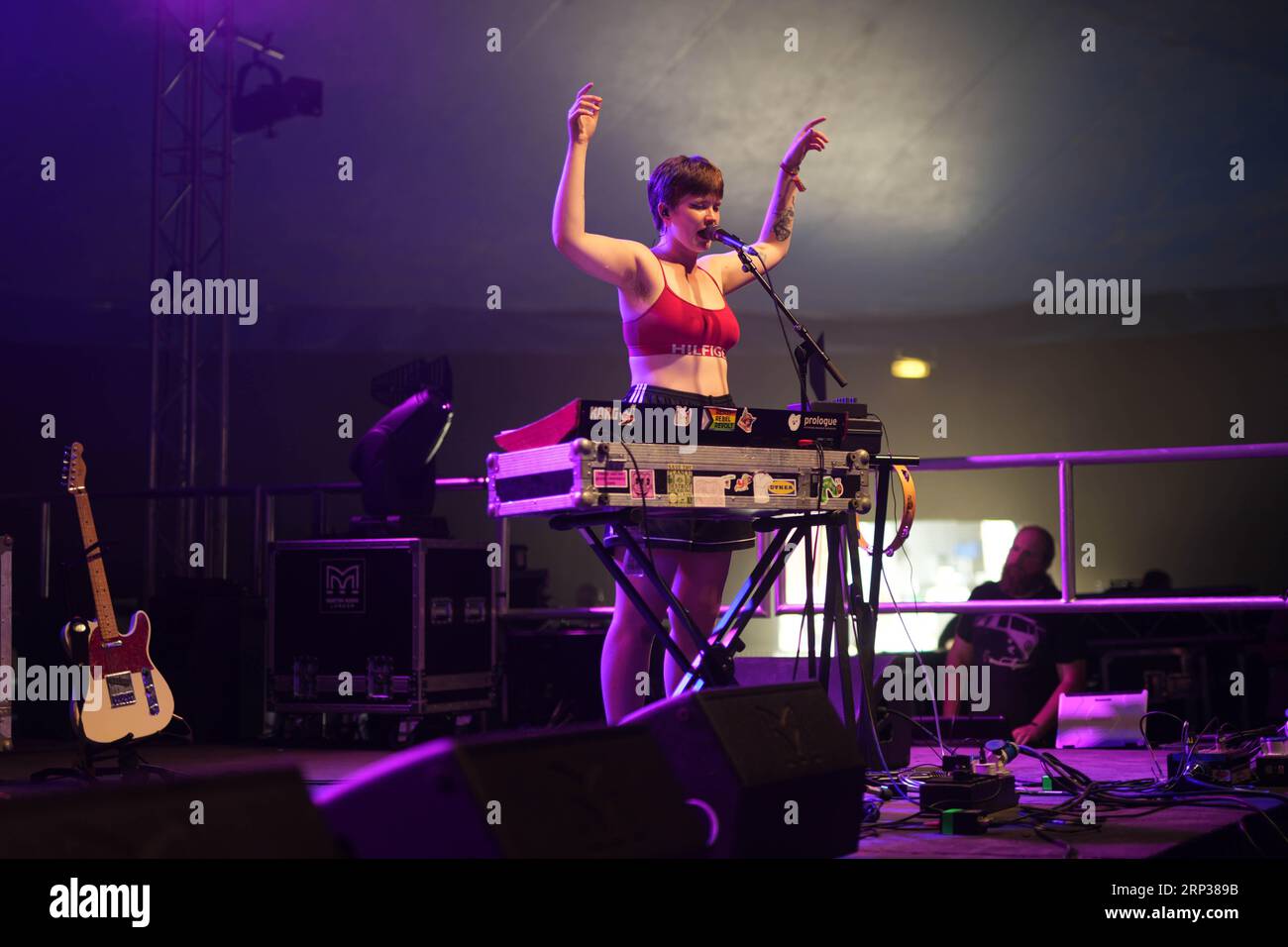 Dorset, UK. Saturday, 2 September, 2023. Ella Harris of PVA performing at the 2023 edition of the End of the Road festival at Larmer Tree Gardens in Dorset. Photo date: Saturday, September 2, 2023. Photo credit should read: Richard Gray/Alamy Live News Stock Photo