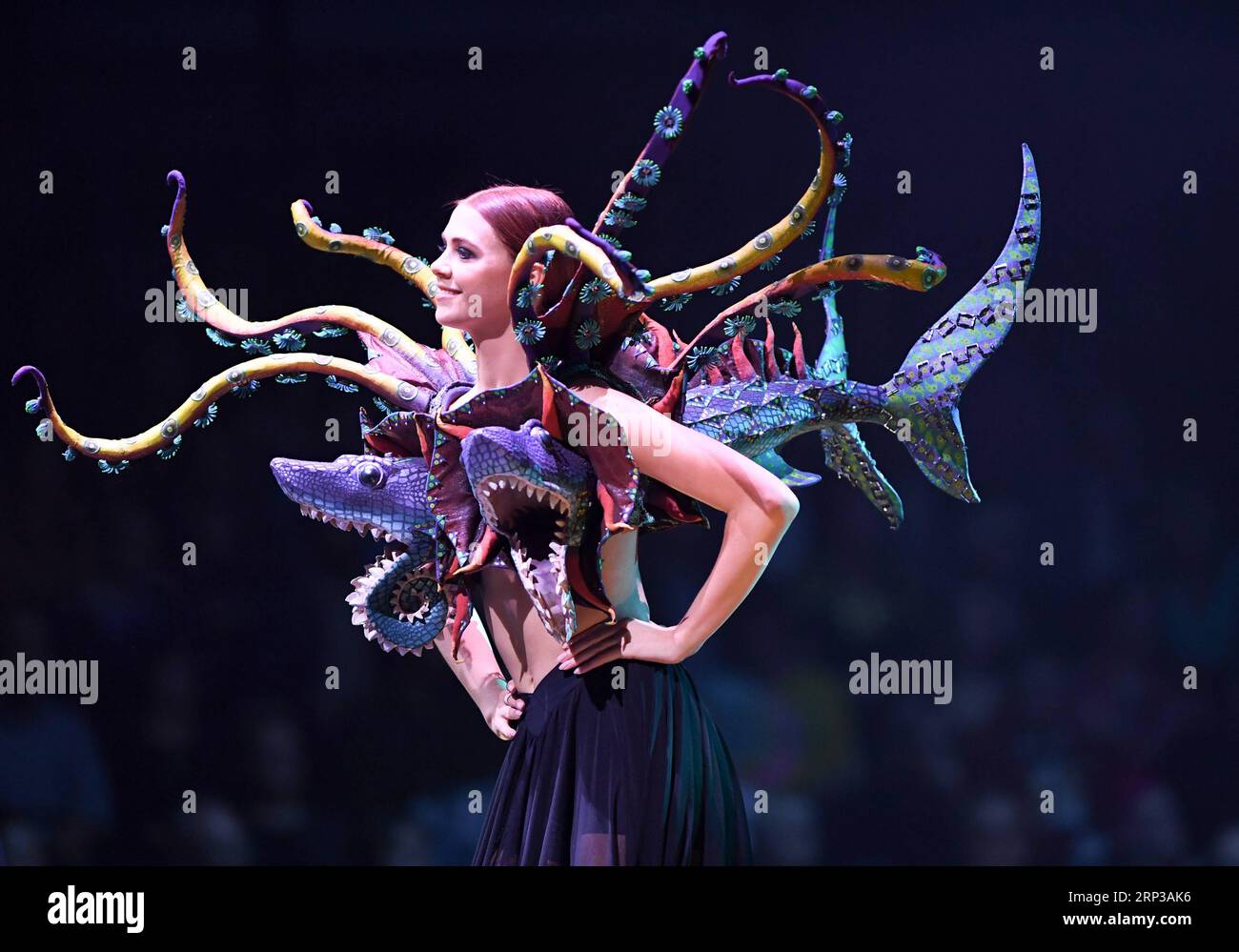 (180928) -- WELLINGTON, Sept. 28, 2018 -- A model presents creations during the annual World of Wearable Art Awards Show in Wellington, New Zealand, on Sept. 28, 2018. (Xinhua Photo/)(zhf) NEW ZEALAND-WELLINGTON-WORLD OF WEARABLE ART AWARDS-SHOW GuoxLei PUBLICATIONxNOTxINxCHN Stock Photo