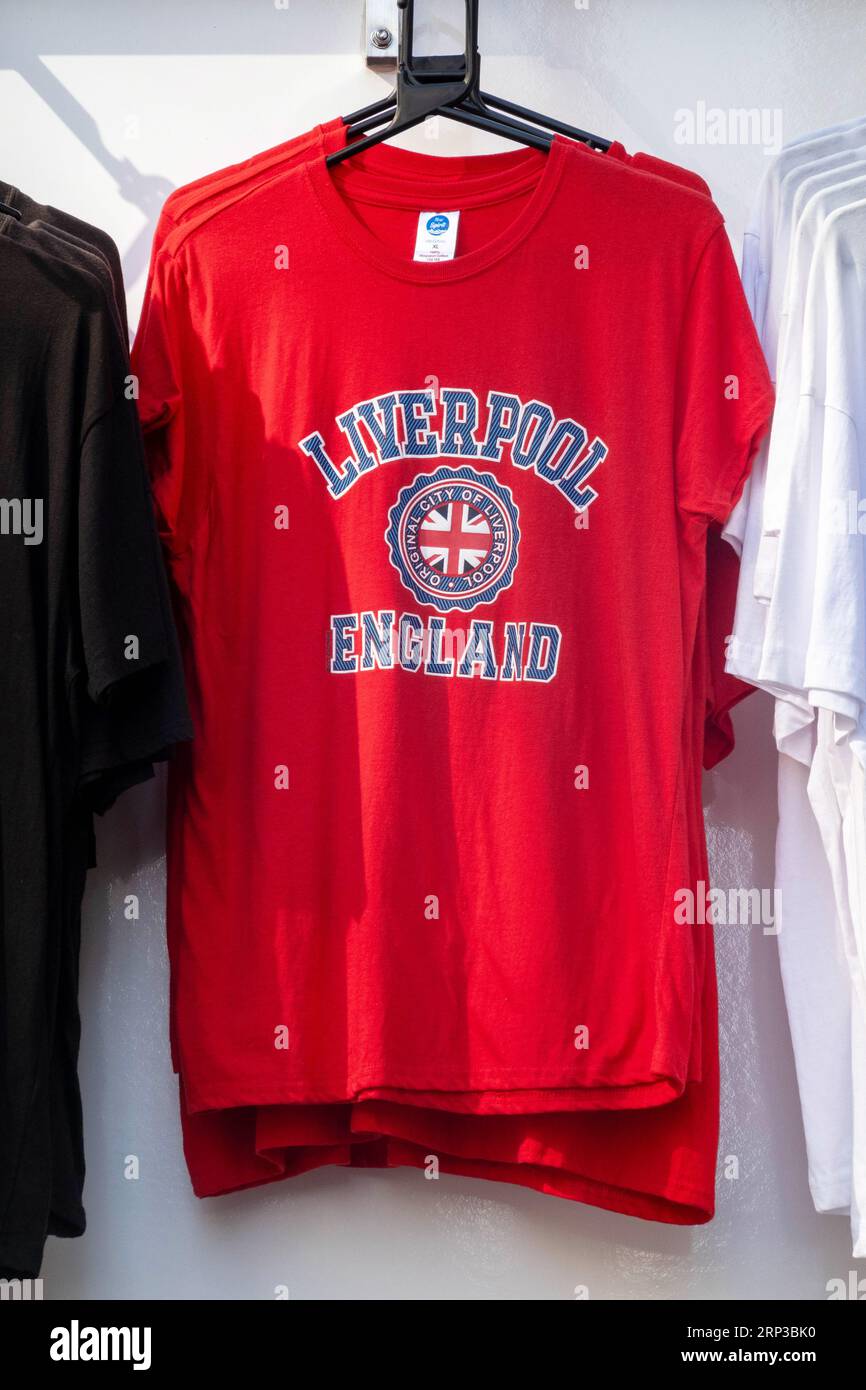 Liverpool FC tee shirt on sale in Liverpool City Centre Stock Photo Alamy