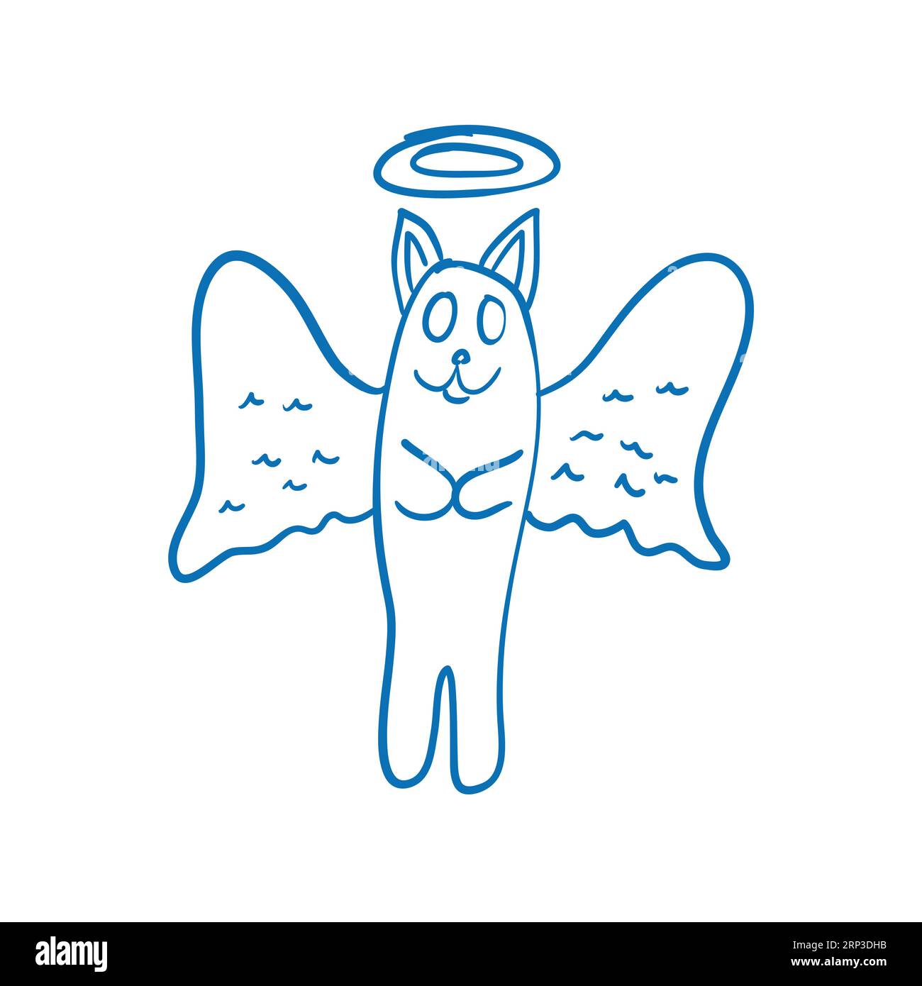 Cartoon Cat Angel with wings. Vector Stock Vector