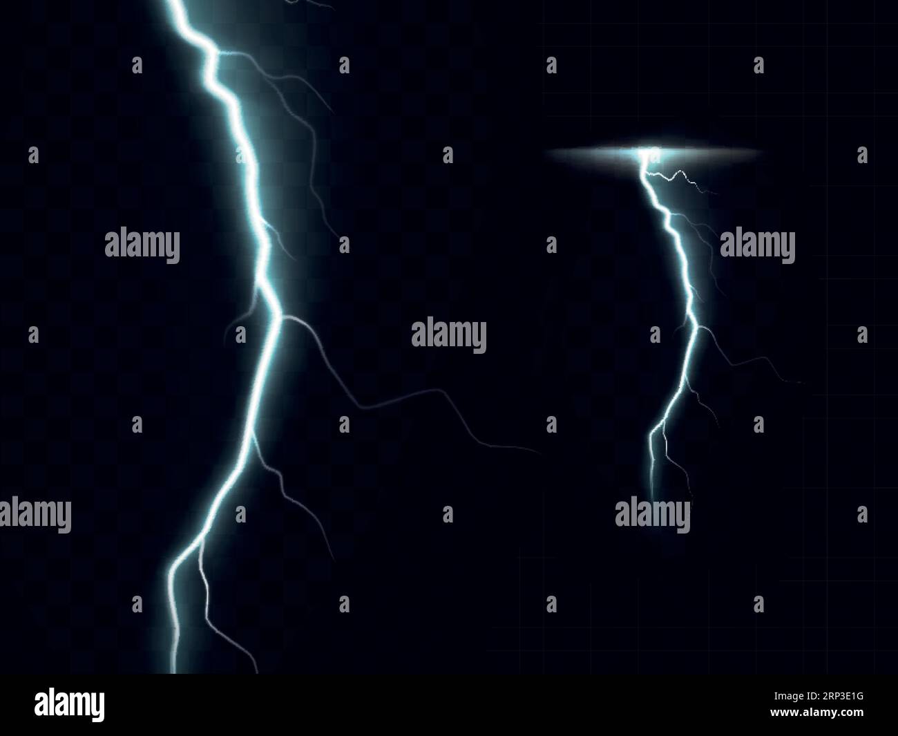 Vector illustration of 3d realistic lightning or thunderbolt isolated