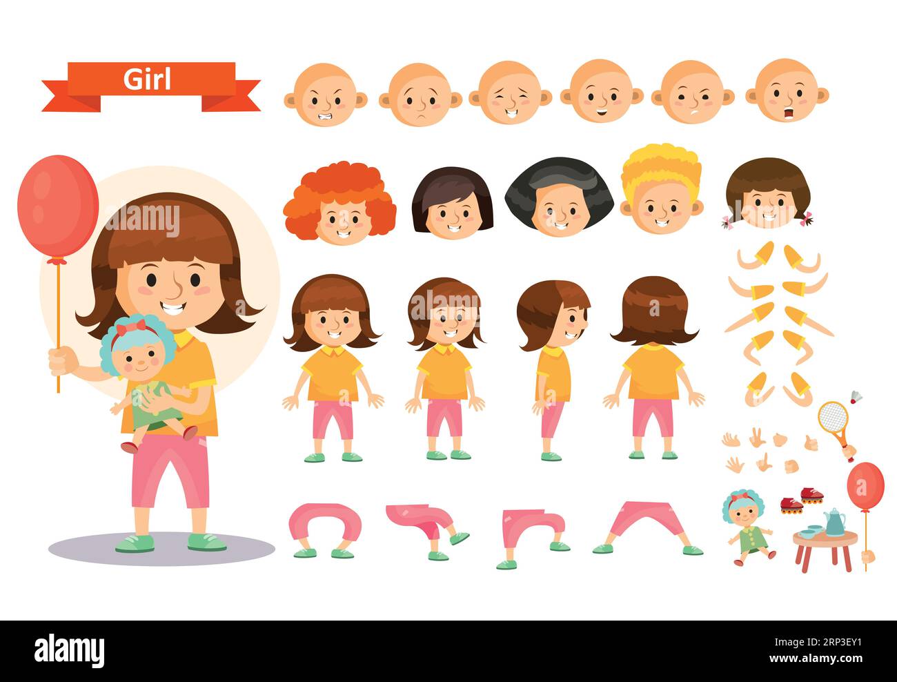 Premium Vector  Cute happy cartoon doodle girl kids, child drawing sketch,  children character isolated vector