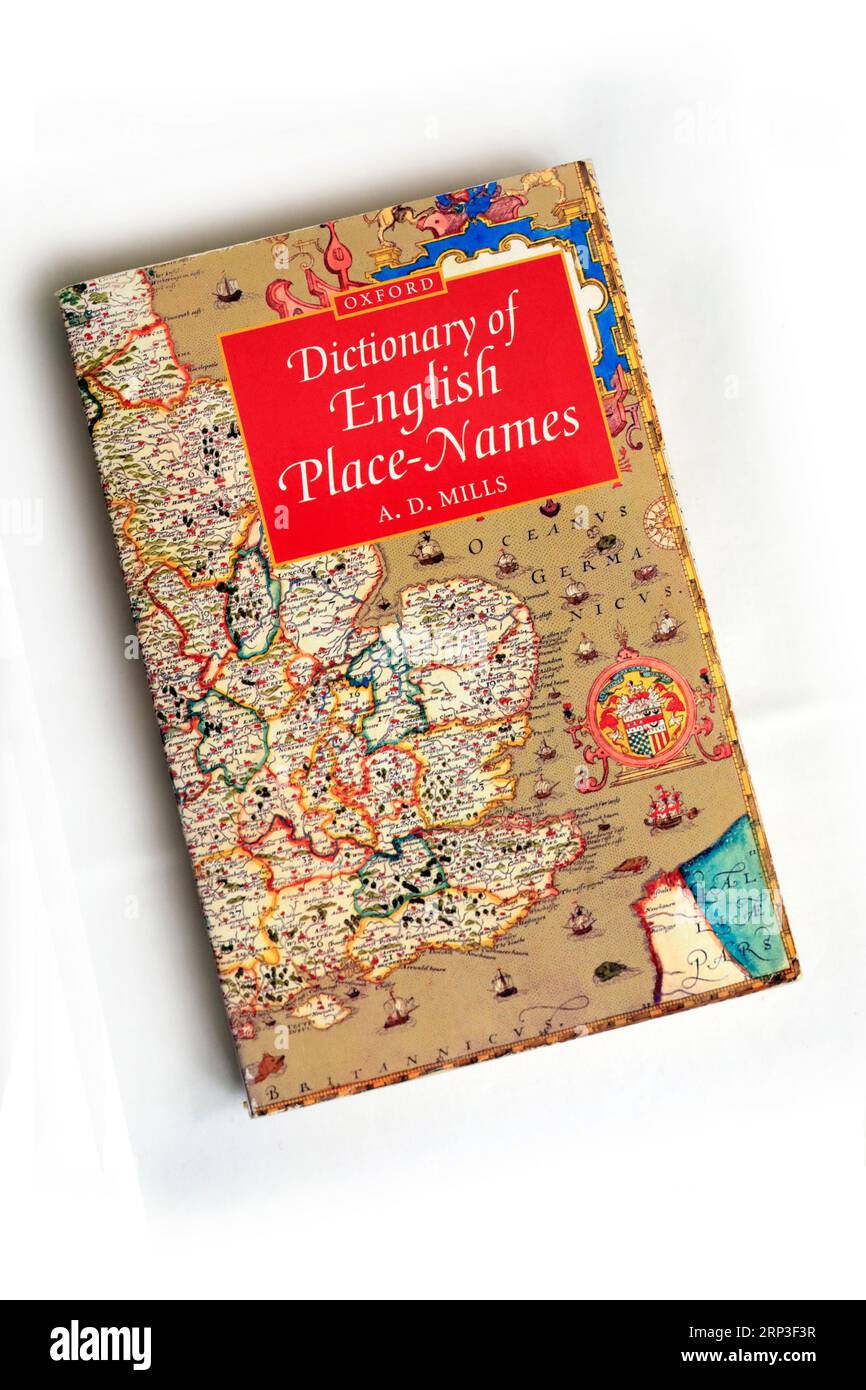 Oxford Dictionary of English Place Names, Book cover studio set up Stock Photo