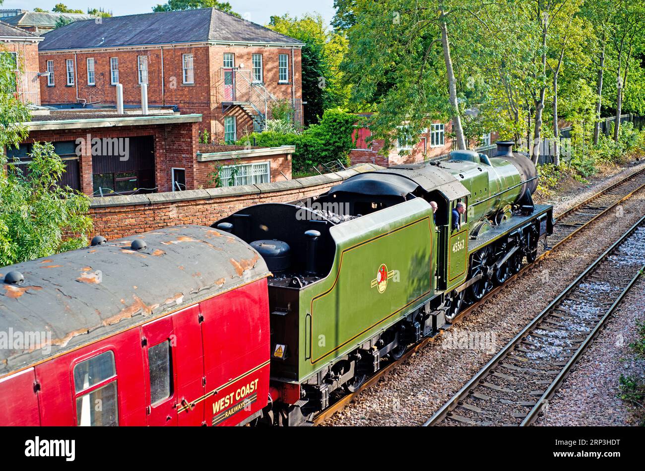 Jubilee class no 45627 Sierra Leone at Bootham with Scarborough Spa Express, York, Yorkshire, England, 31st August 2023 Stock Photo