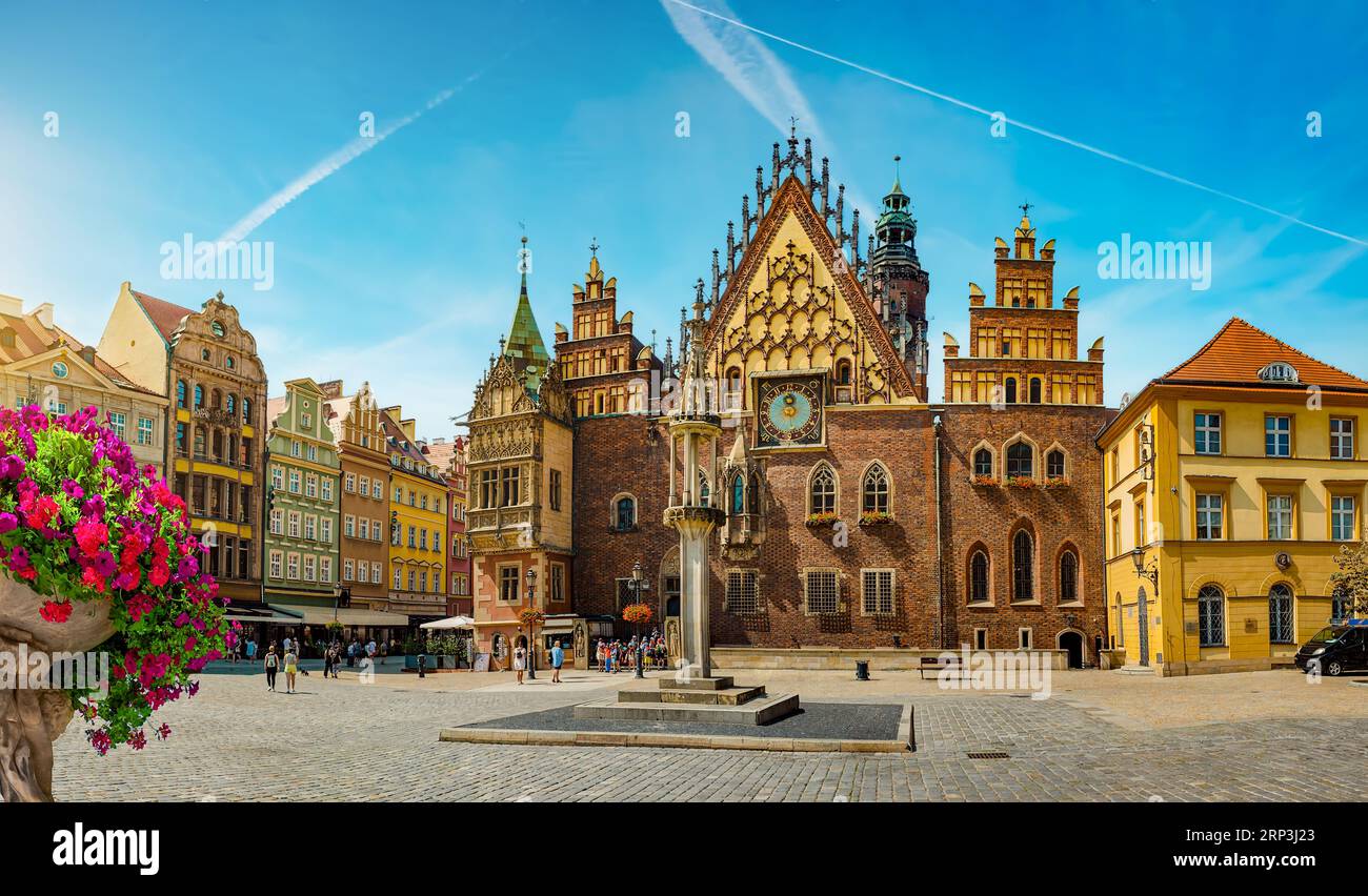 Town Hall on the Market Square, Wroclaw, Poland Stock Photo
