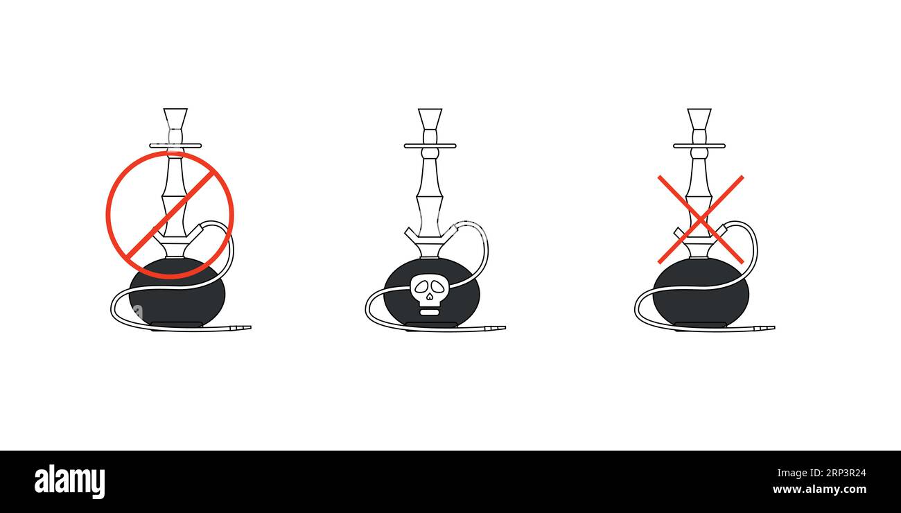 Hookah black color icon - ban smoking and danger Stock Vector