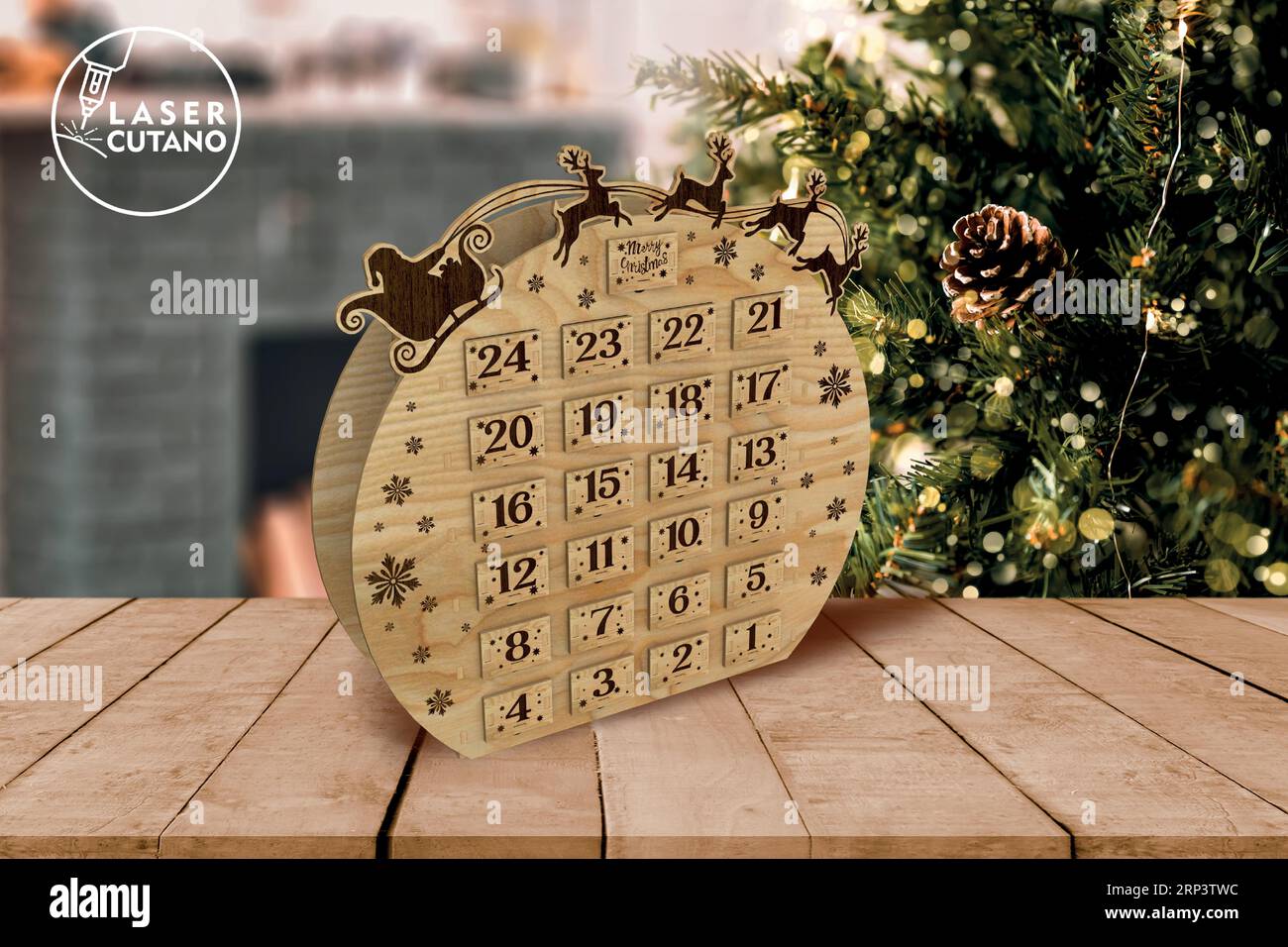 Celebrate the holiday season in style with our meticulously crafted Advent Calendar! This design is appropriate for thickness of 3 mm. Stock Vector