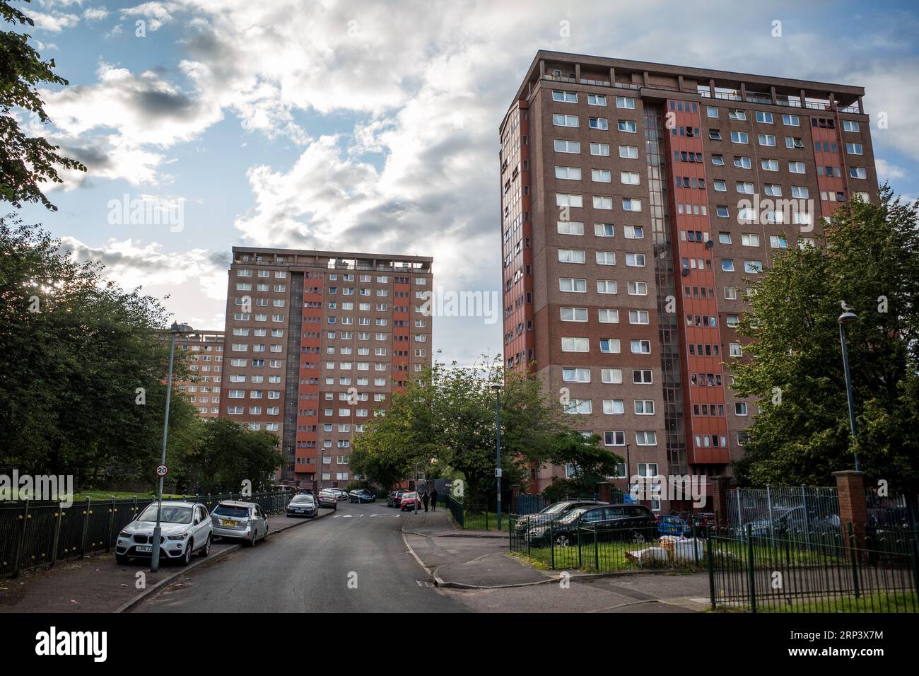High rise tower blocks in St Georges Estate in Birmingham. UK Council housing 2023. Stock Photo