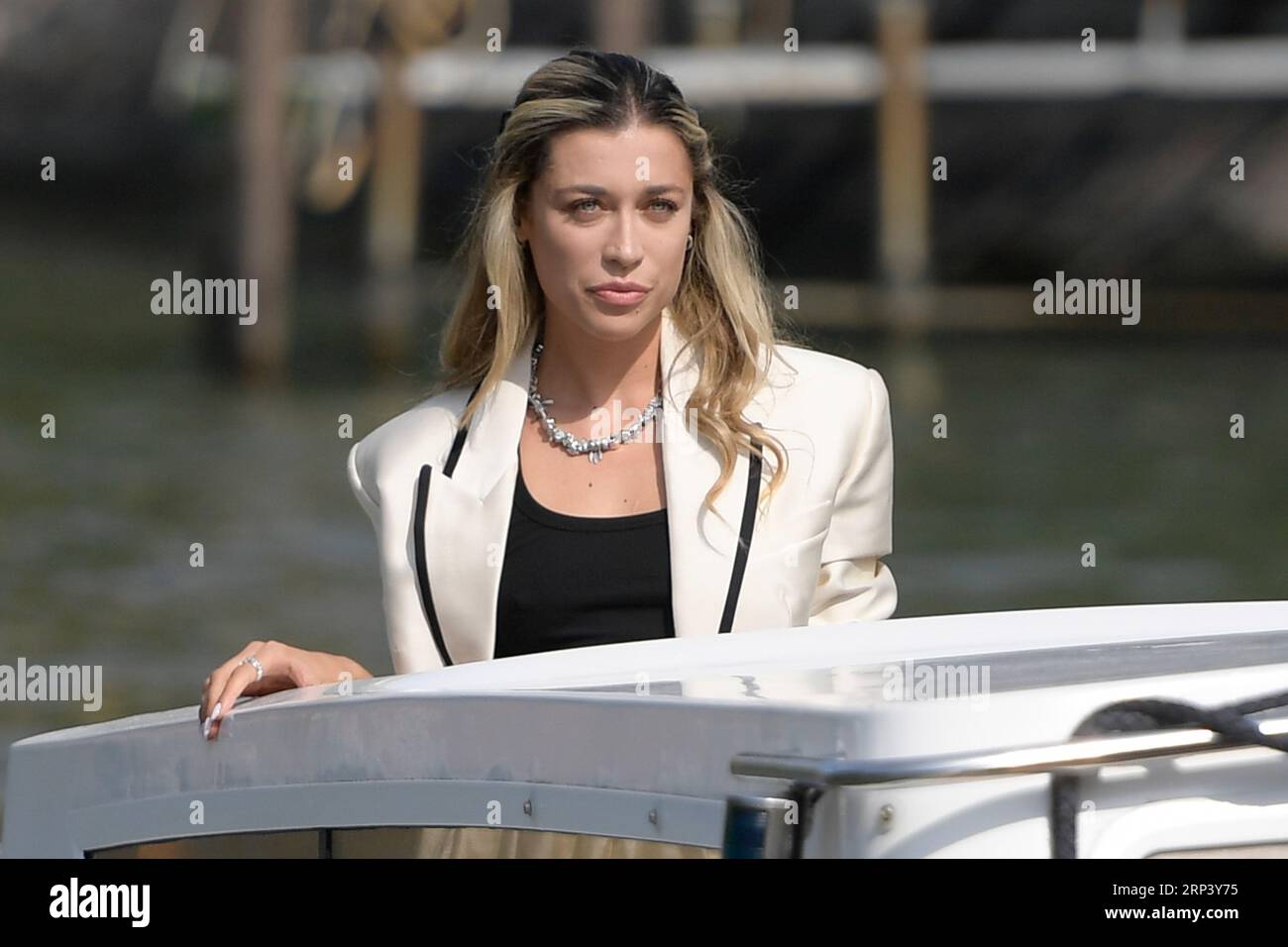 Venice Lido, Italy. 03rd Sep, 2023. Ludovica Frasca arrives at the dock