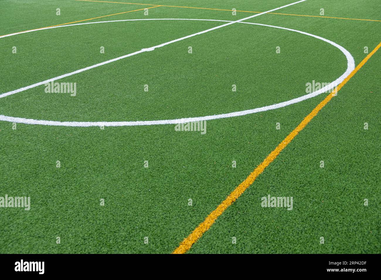 Detail of the center of an artificial grass 7aside soccer field Stock Photo Alamy