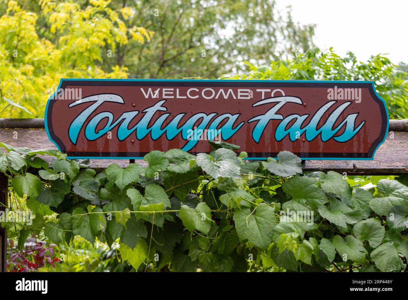 Welcome sign Tortuga falls Rapid city South Dakota . High quality photo Stock Photo