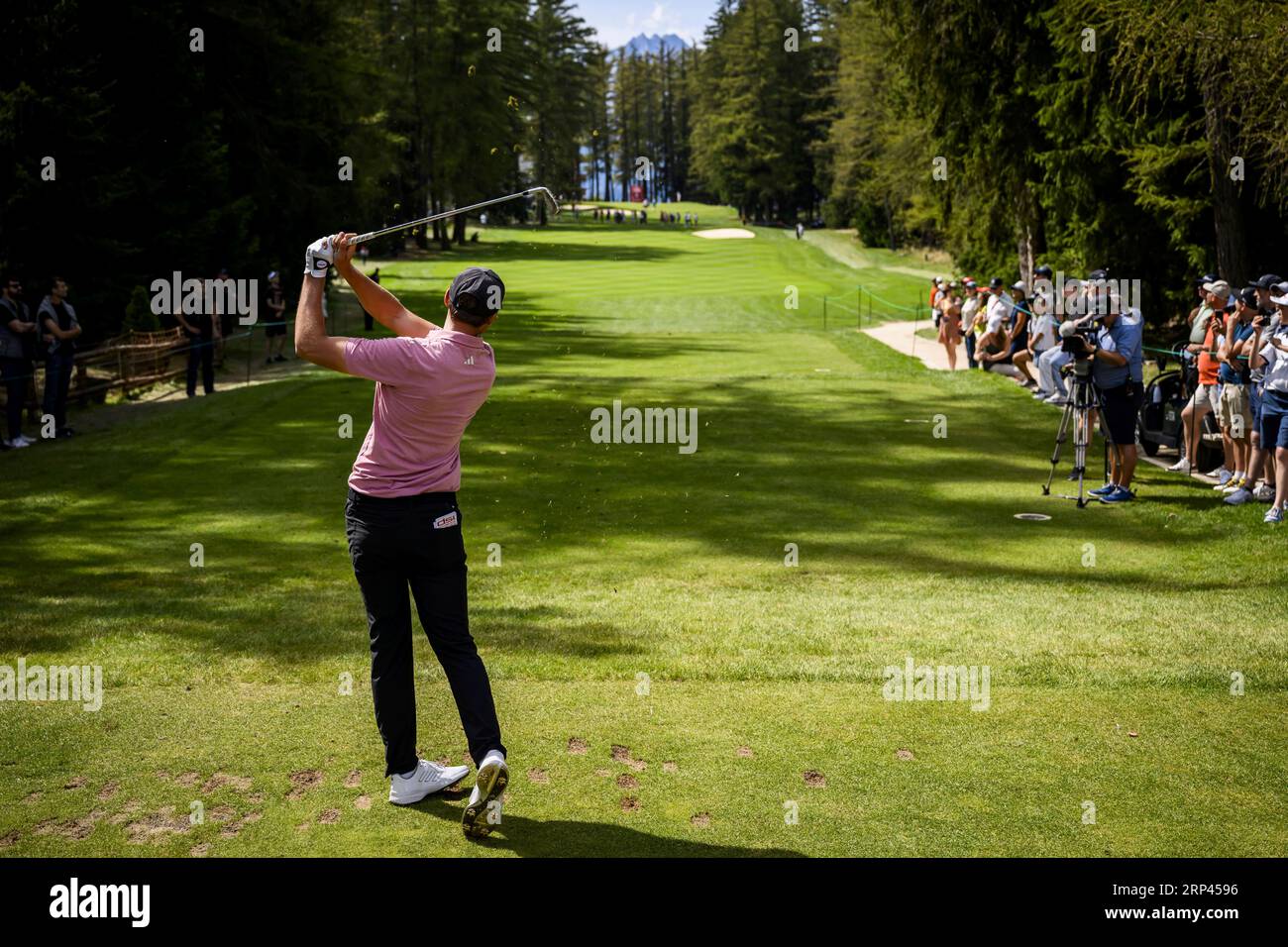 Ludvig Aberg of Sweden watches his tee shot during the fourth and