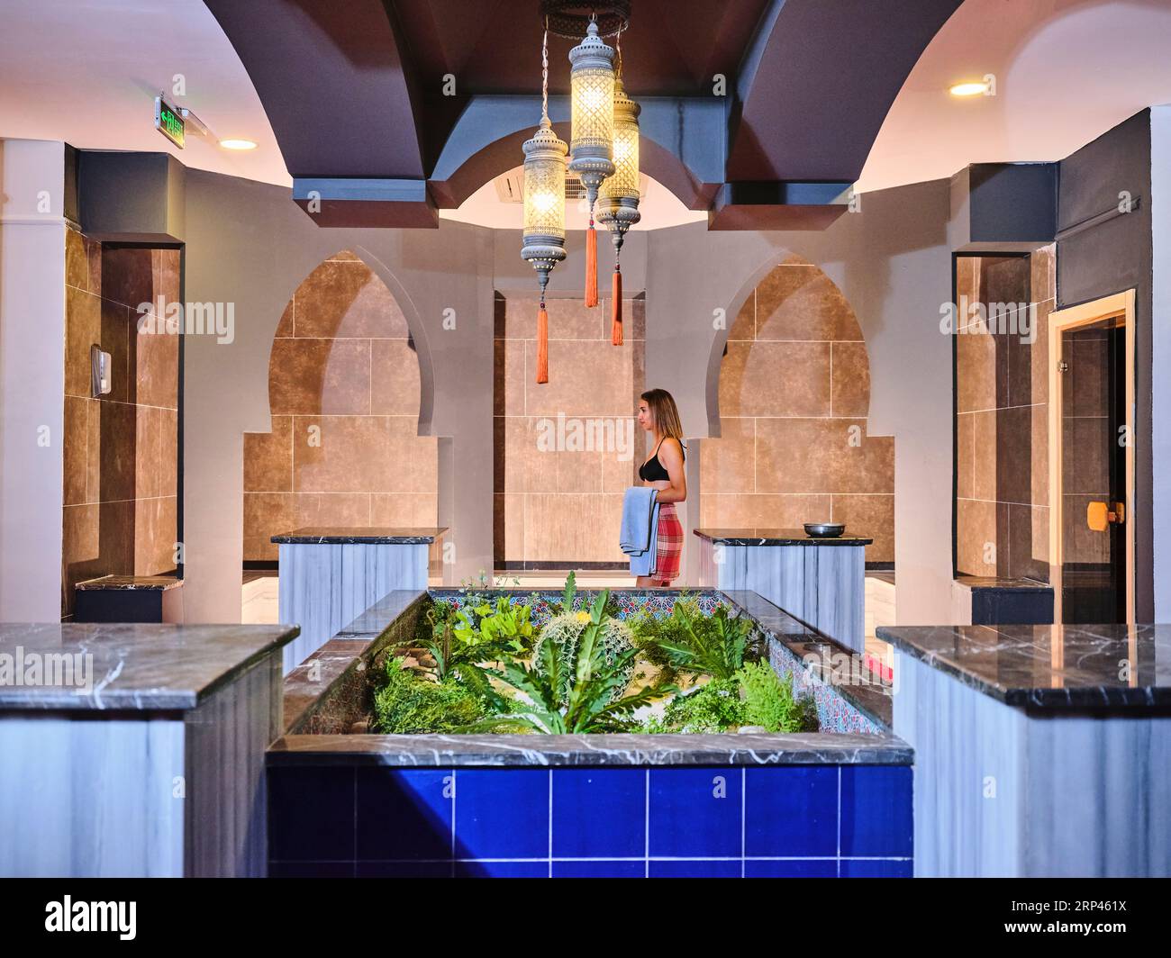 Beautiful and clean spa in a hotel. traditional spa. relaxing and modern design of a spa. interior design of a spa. Turkish bath Stock Photo