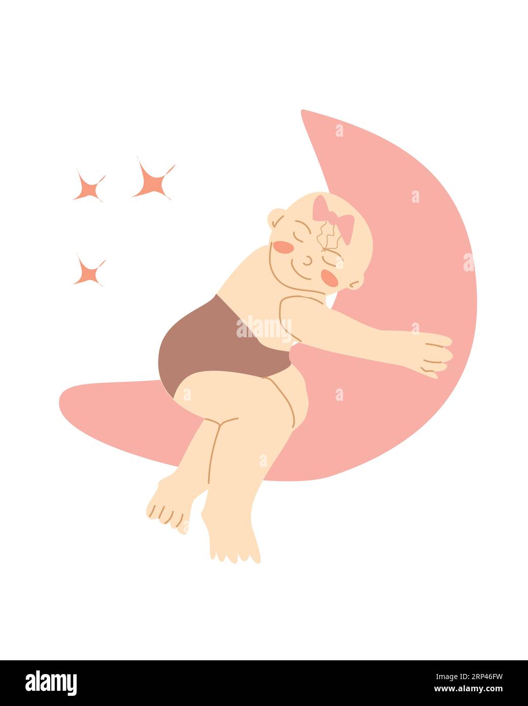 cute little baby girl sleeping in moon vector Stock Vector Image & Art ...