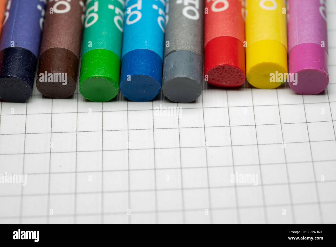 Oil Pastel Crayons on a white paper Stock Photo
