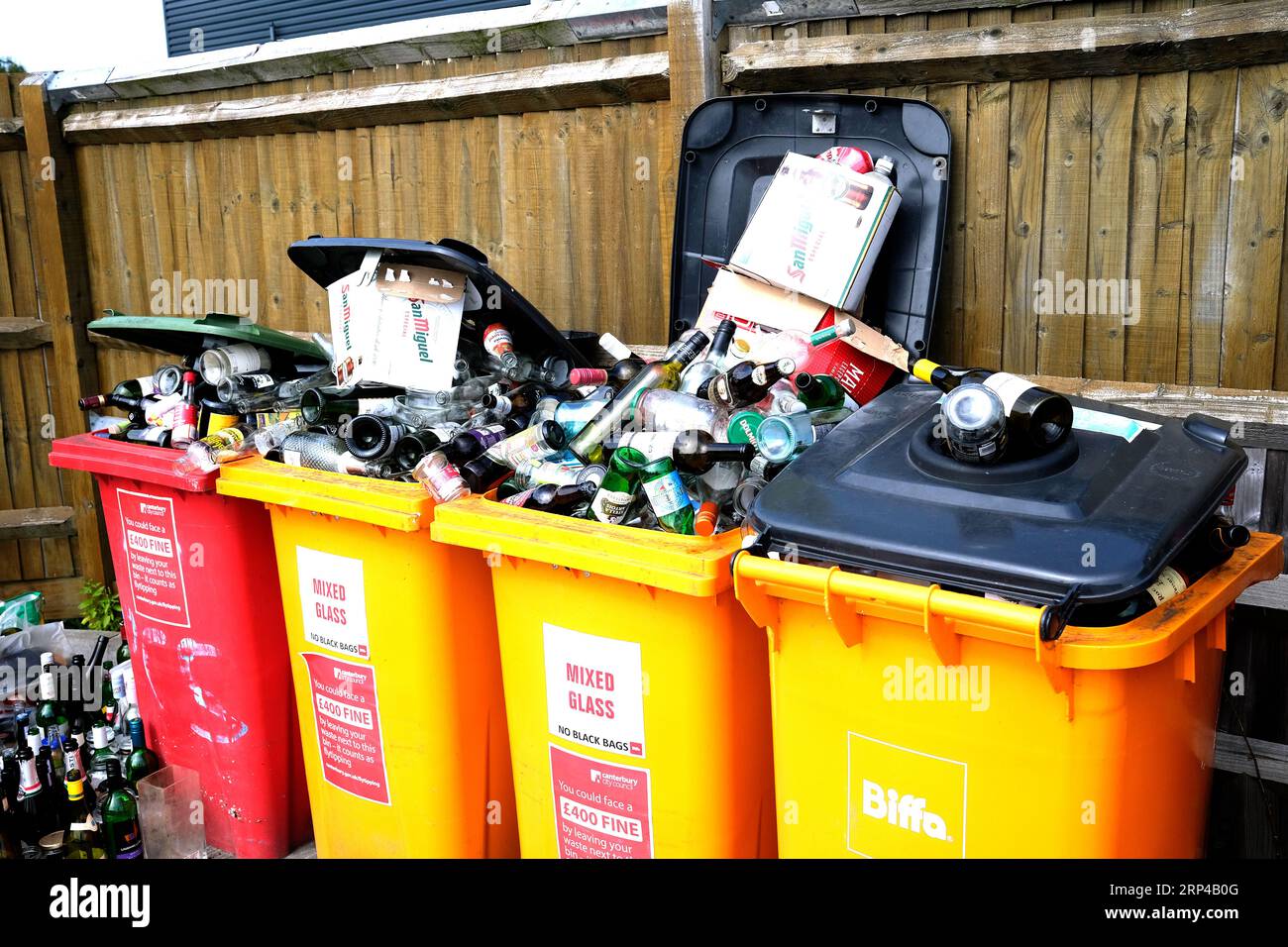 recycled rubbish bins in herne bay kent,uk september 3