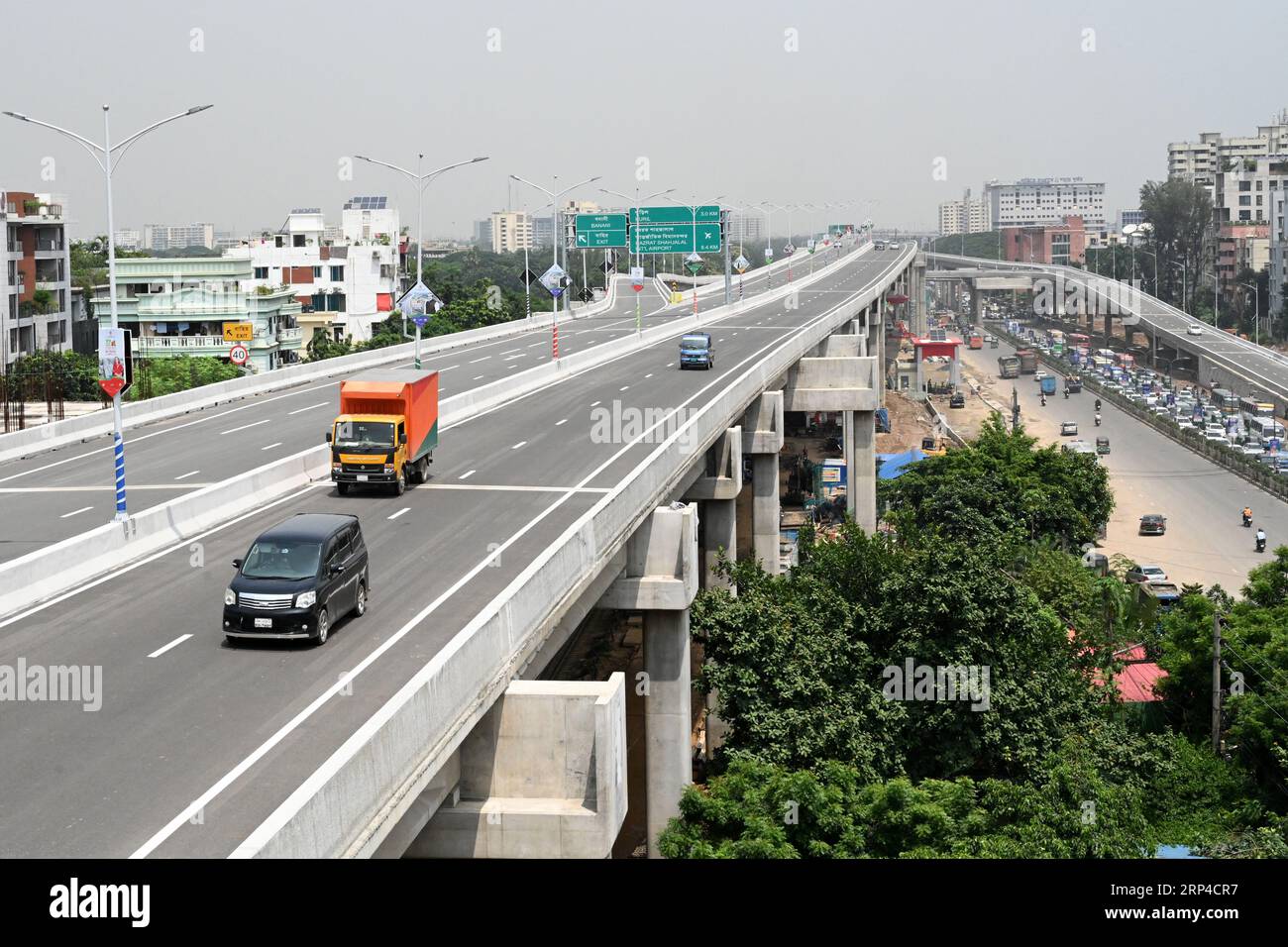 Vehicles drive on the first Elevated Expressway after opens in Dhaka