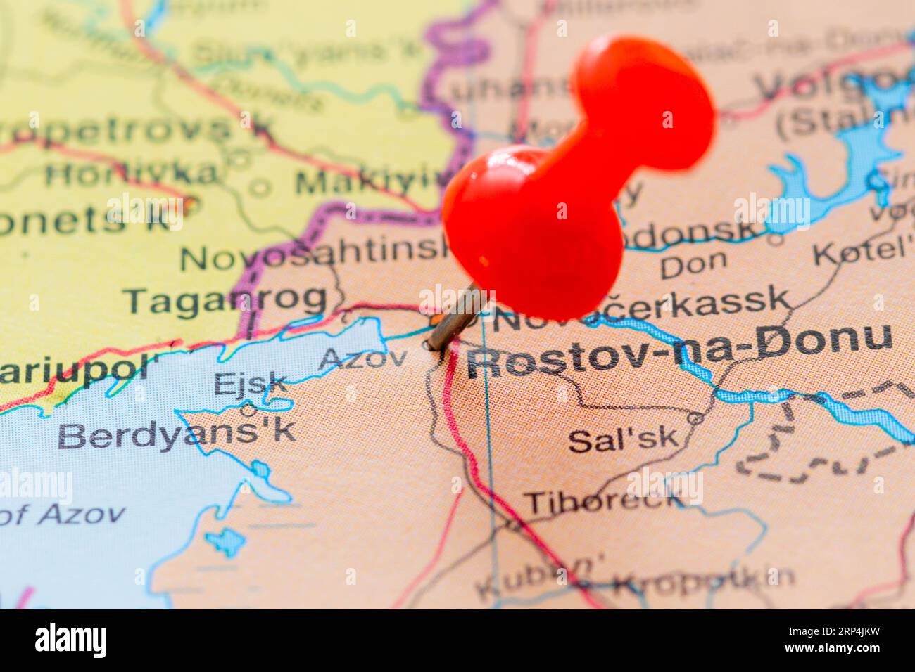 The location of Rostov on Don pinned on a map of Russia Stock Photo Alamy