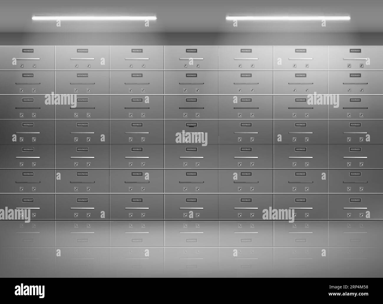 Safe deposit boxes inside bank vault. Metallic lockers, individually