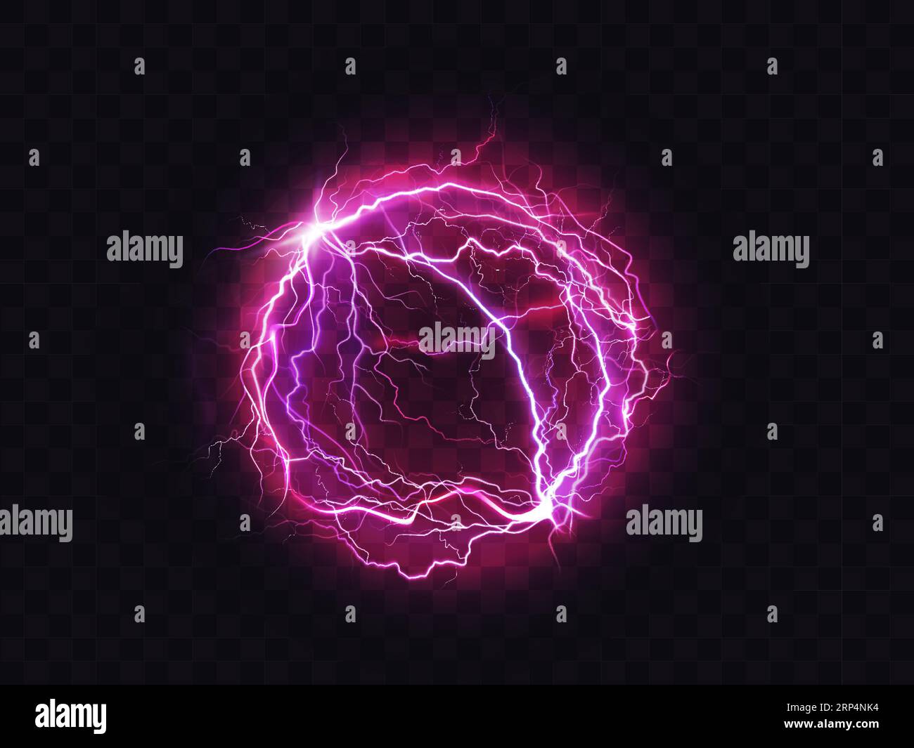 Electric ball, lightning circle strike impact place, plasma sphere in