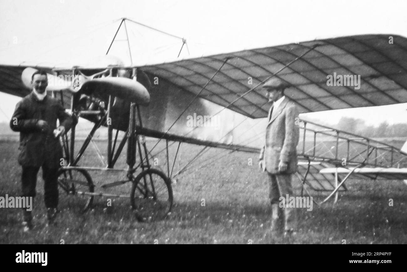 Gnome-Bleriot monoplane at the Eastbourne Aviation Company, Eastbourne, early 1900s Stock Photo