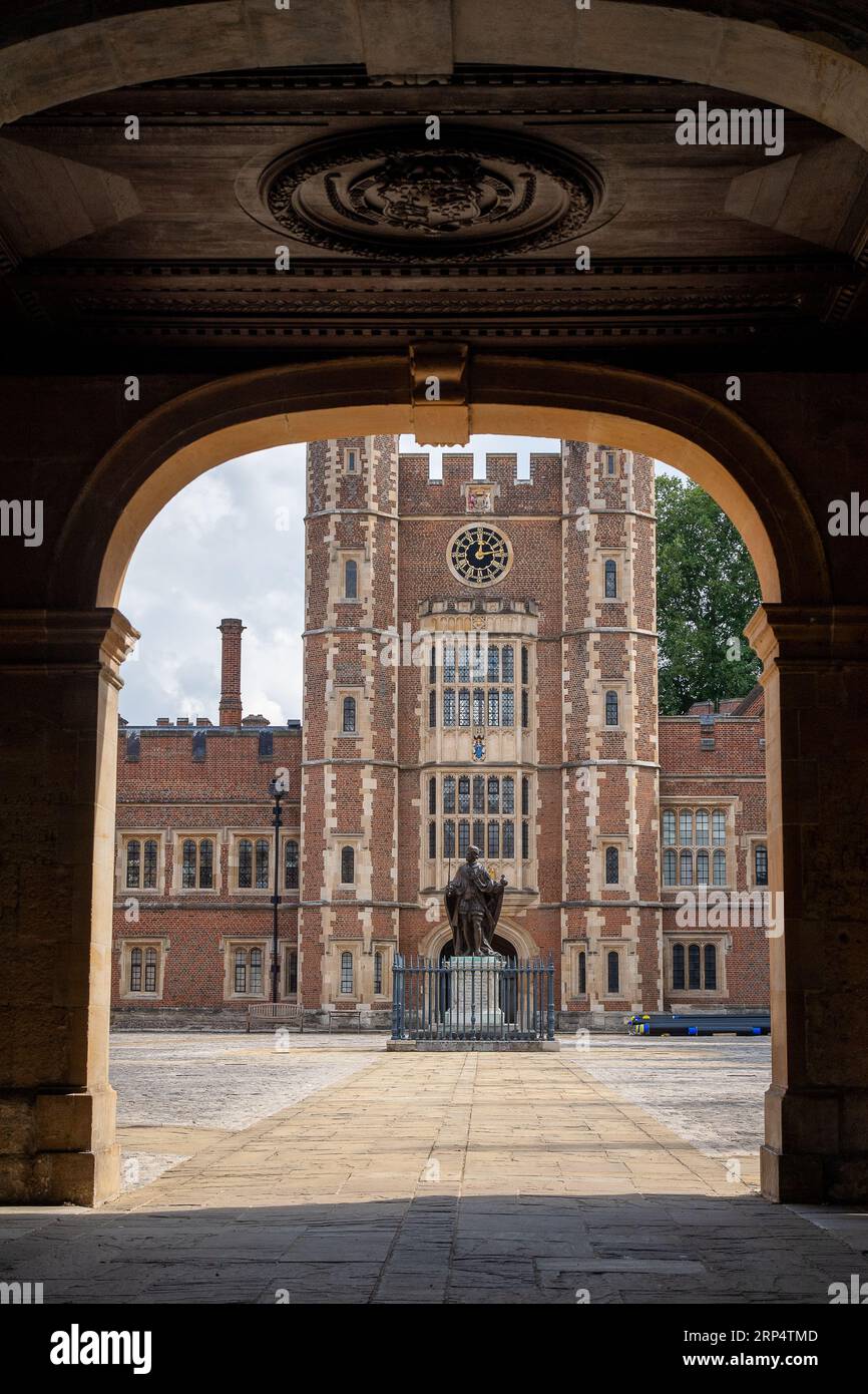 Eton, Windsor, Berkshire, UK. 2nd September, 2023. The School Yard at famous Public school, Eton College in Eton, Windsor, Berkshire. The Eton College boys start back at school on Wednesday 6th September followoing the summer school holidays. Credit: Maureen McLean/Alamy Stock Photo