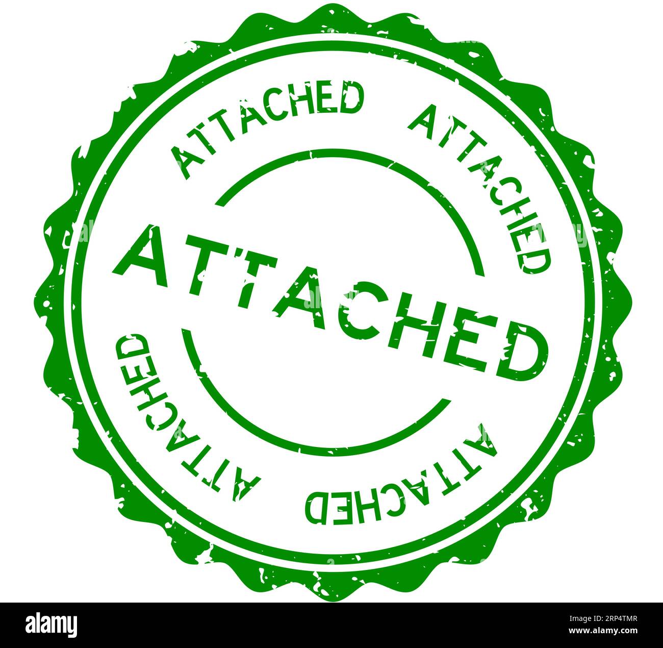 Grunge green attached word round rubber seal stamp on white background