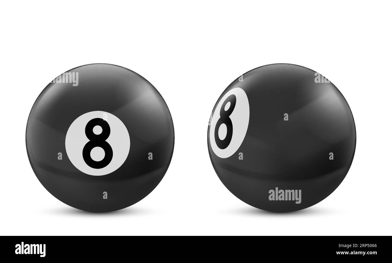Black billiard eight ball isolated on white background. Vector
