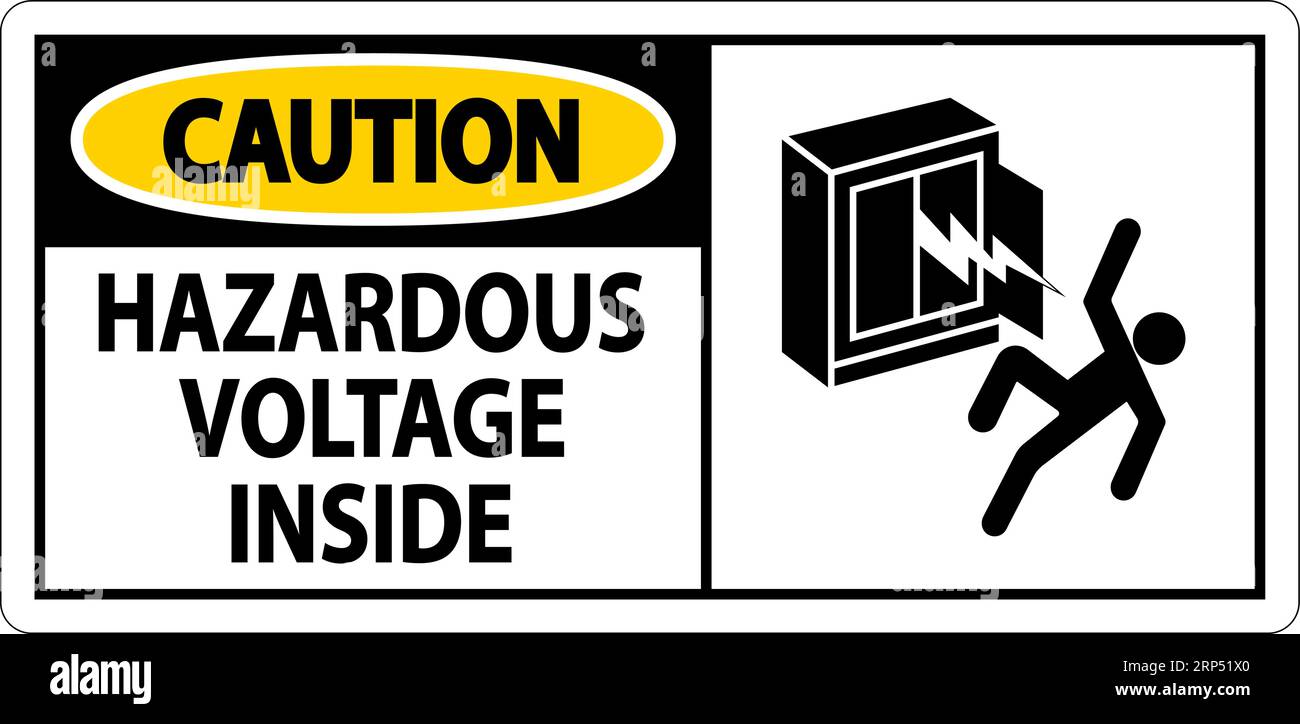 Caution Sign Hazardous Voltage Inside Stock Vector