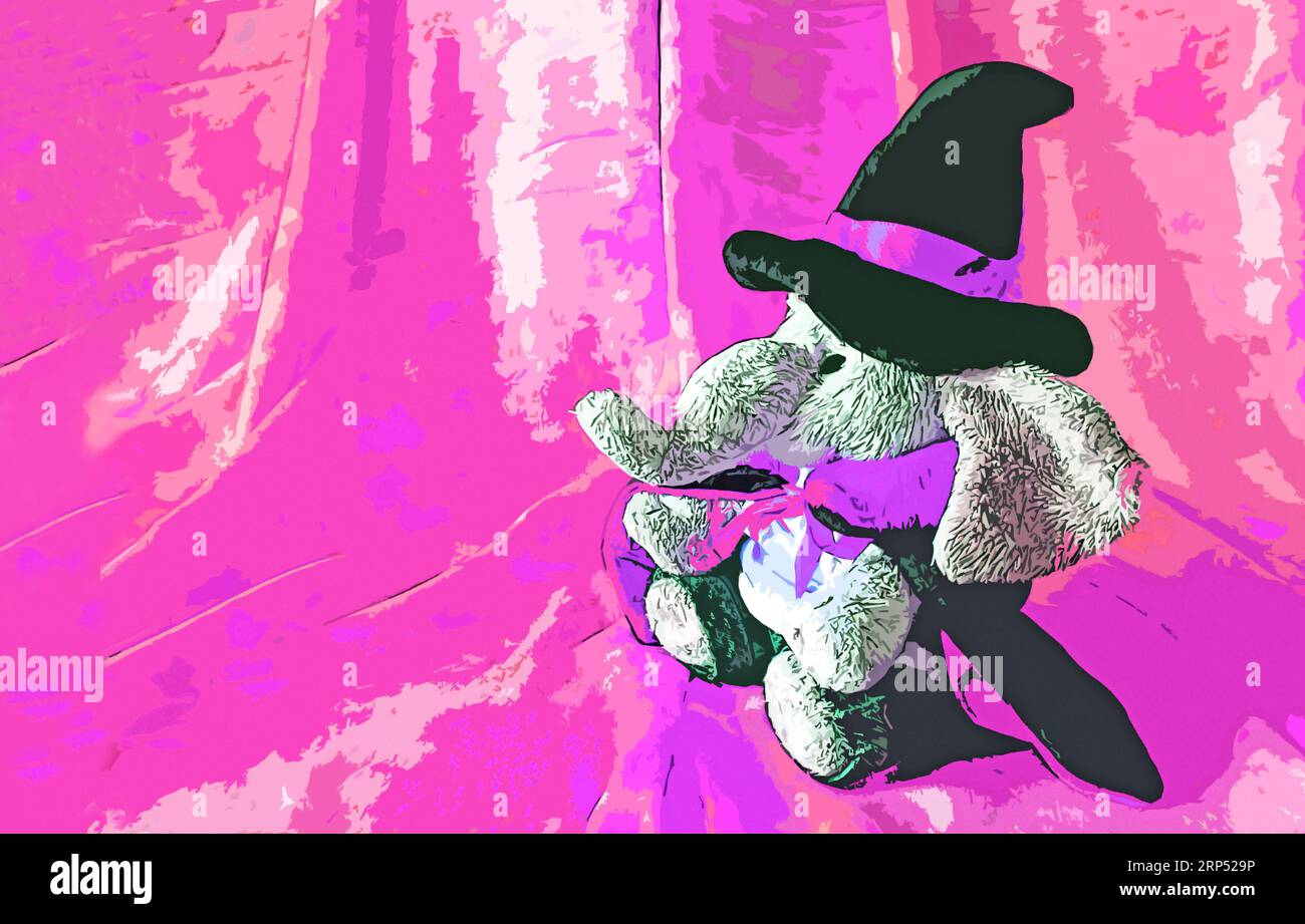 Illustration of an adorable baby elephant doll in wizard costume on hot ...