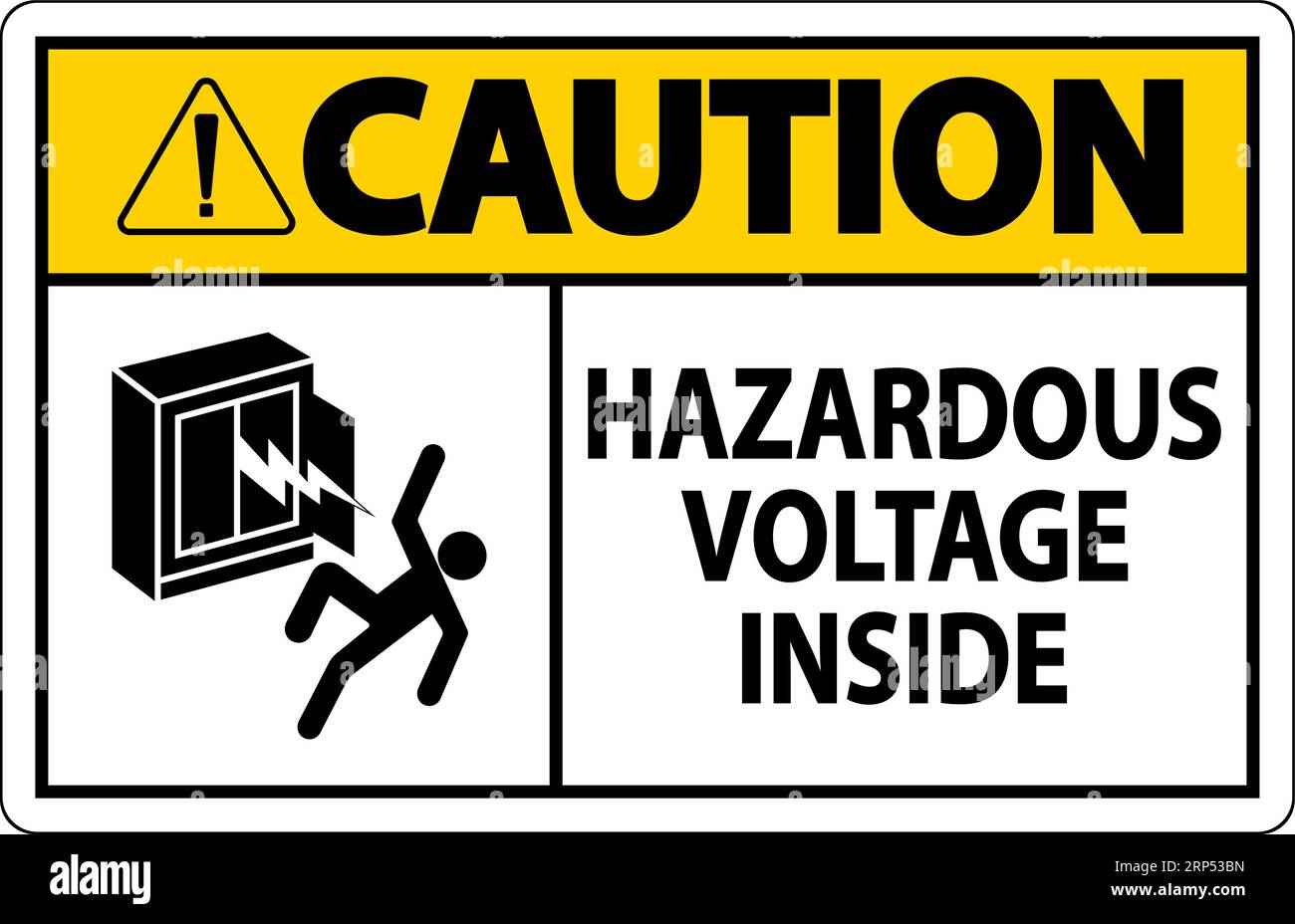 Caution Sign Hazardous Voltage Inside Stock Vector