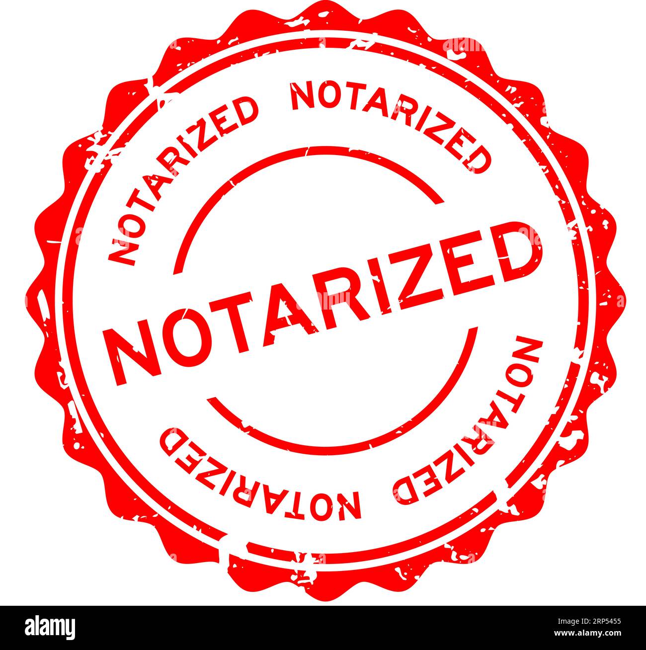 Grunge Red Notarized Word Round Rubber Seal Stamp On White Background
