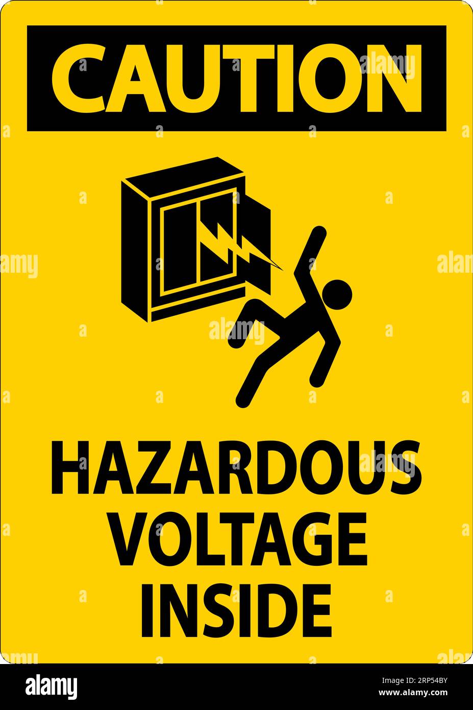 Caution Sign Hazardous Voltage Inside Stock Vector