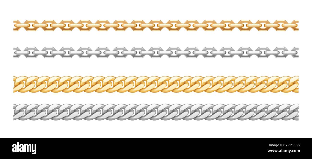 Silver Chains Jewelry Or Metal Links Pattern Stock Illustration