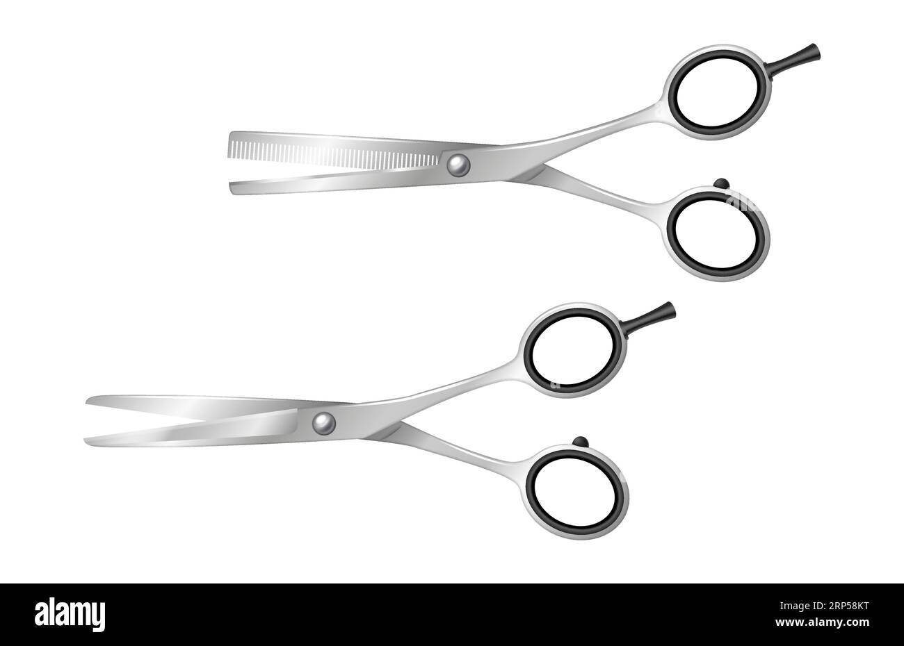 Realistic 3d Scissors set for hairdresser salon or isolated
