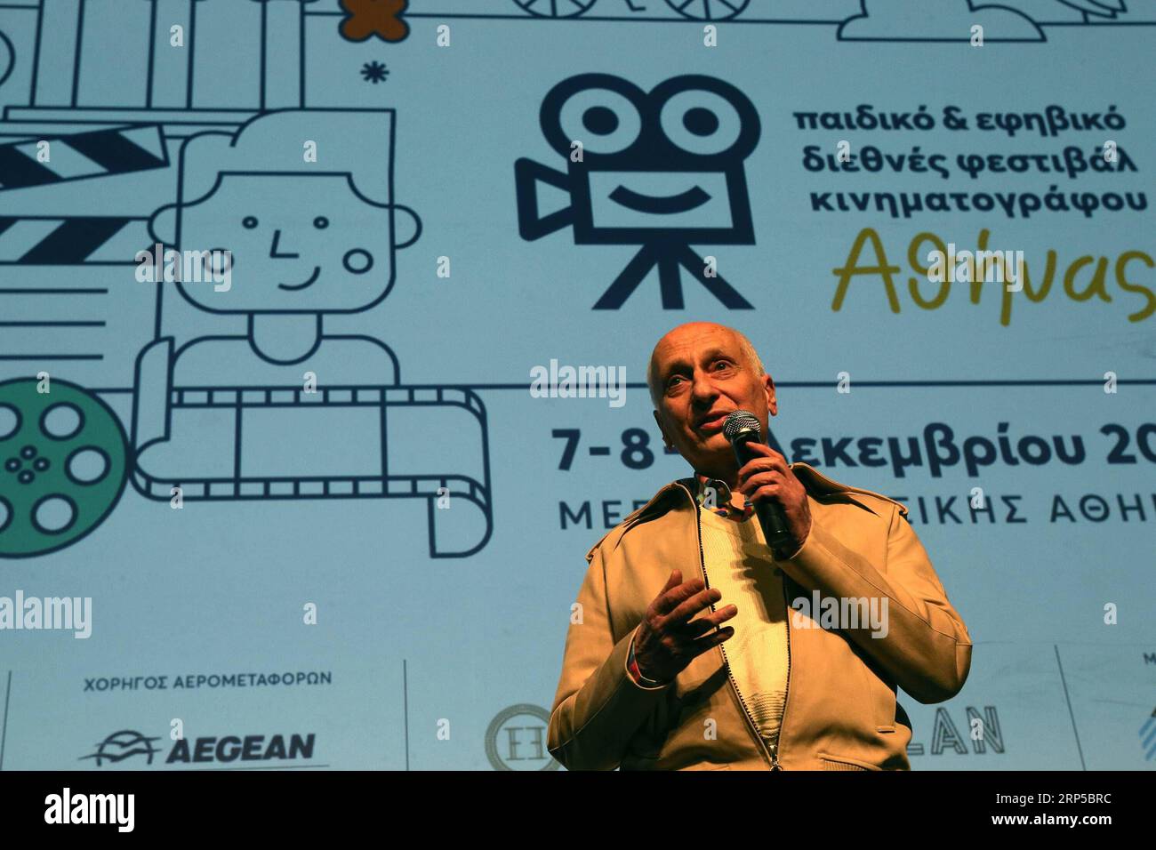(181207) -- ATHENS, Dec. 7, 2018 -- French director Michel Ocelot speaks at the opening of the Athens International Children s Film Festival in Athens, Greece, on Dec. 7, 2018. Athens launched the 1st International Children s Film Festival on Friday, offering more than 70 feature films from 30 countries around the world. ) GREECE-ATHENS-CHILDREN S FILM FESTIVAL-OPENING MariosxLolos PUBLICATIONxNOTxINxCHN Stock Photo
