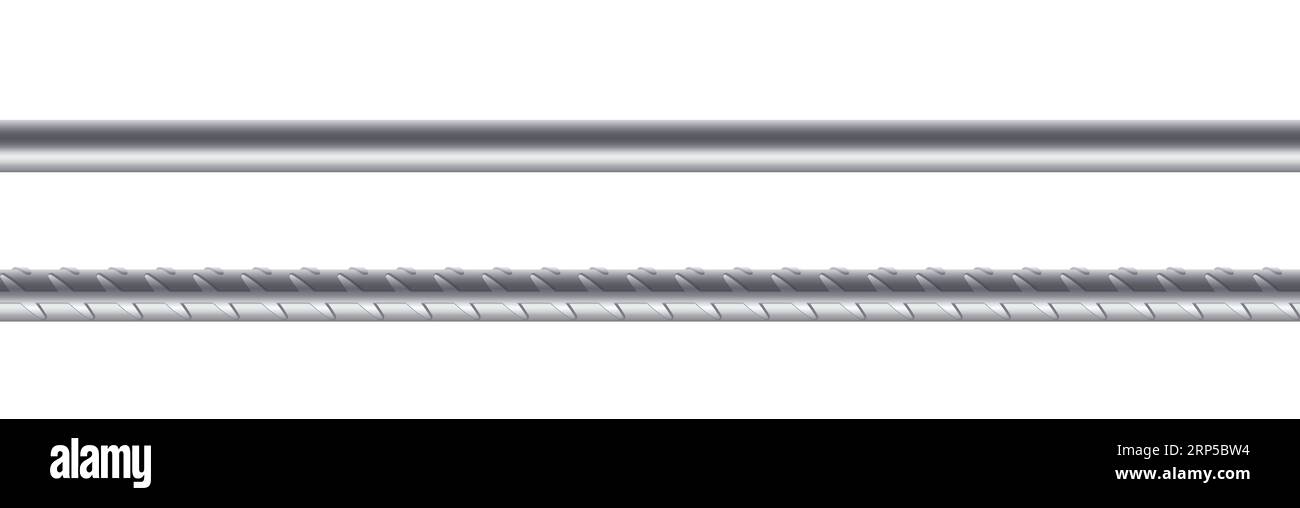 Metal rods set on white background, steel reinforced rebar