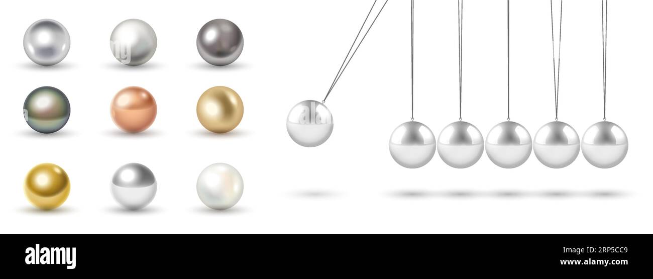 Newtons cradle pendulum on white background illustration Stock Vector Image  & Art - Alamy