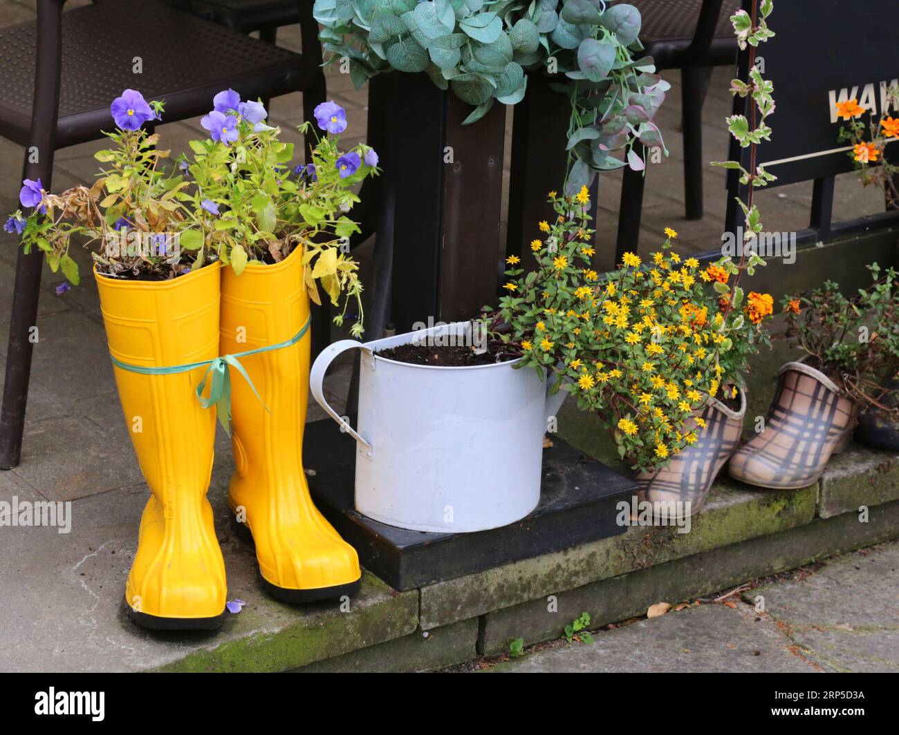 Planted flowers in boots hi-res stock photography and images - Alamy