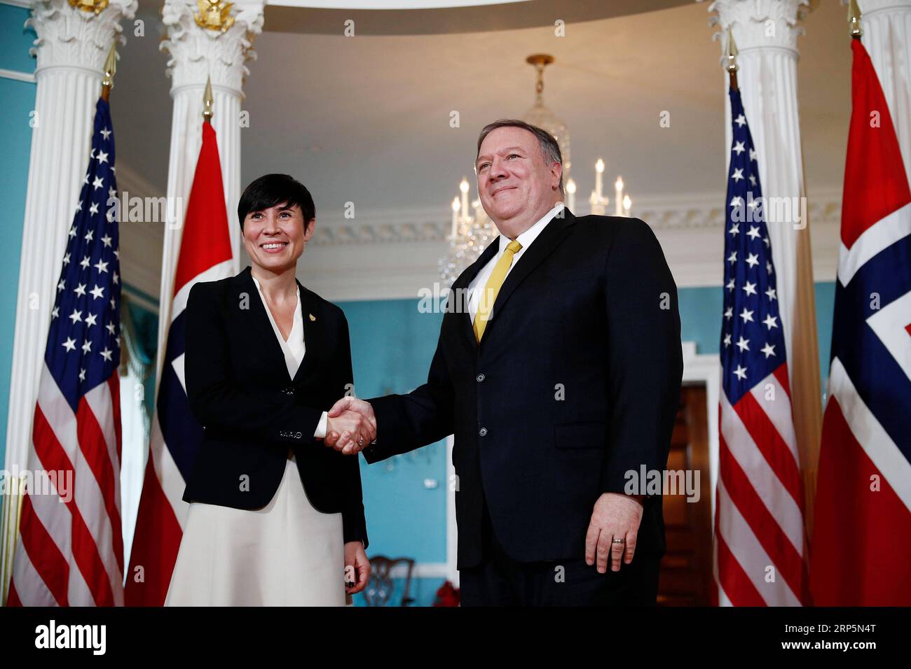 (181219) -- WASHINGTON, Dec. 19, 2018 --U.S. Secretary of State Mike Pompeo (R) meets with Norwegian Foreign Minister Ine Marie Eriksen Soreide at U.S. Department of State in Washington D.C., the United States, on Dec. 19, 2018. Ting Shen) aüäºaæœˆaüä¹æ—¥a®æ ¸ ï¼ˆa›½éÖÖè‹±æ–‡ï¼‰U.S.-WASHINGTON D.C.-POMPEO-MEETING aˆ˜æ° PUBLICATIONxNOTxINxCHN Stock Photo