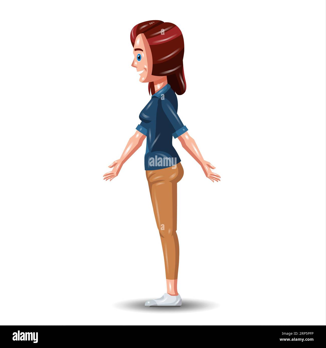 Young woman cartoon character isolated on a white background. Vector illustration. Stock Photo