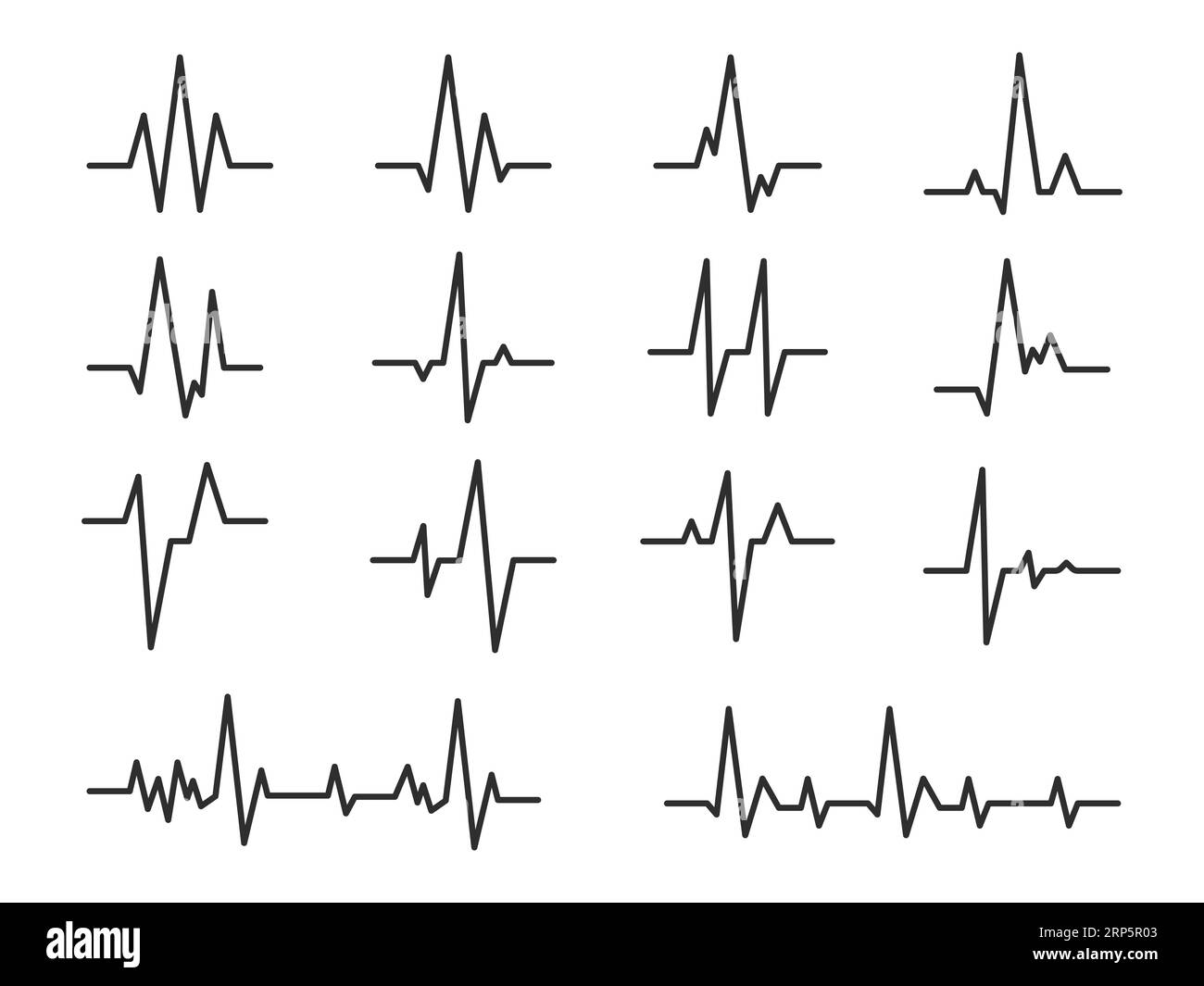 Ecg. Sinusoidal pulse lines, frequency heartbeat stress testing life, monitor with signal graphic pulsing, cardiogram heartbeat logo vector electrocar Stock Vector