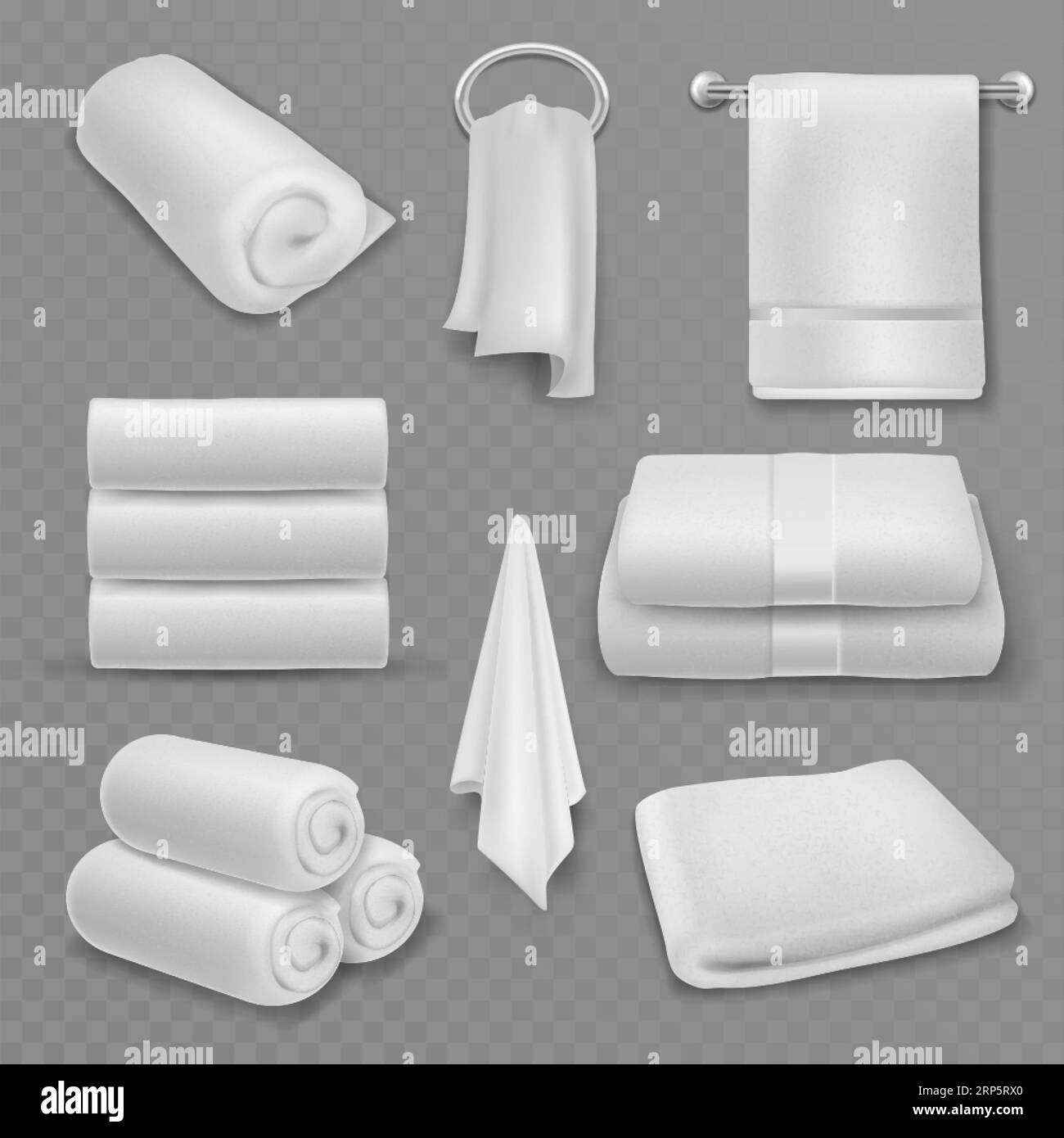 White towel. Beautiful fresh hotel bathroom, kitchen or beach stacked